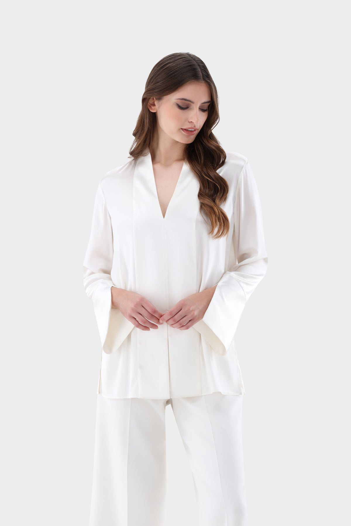 Tunika | mit Kelchkragen aus Seide-Hemden & Blusen-Van Laack-OUTLET-Beige-36-ARCHIVIST-ARCHIVE-SALE