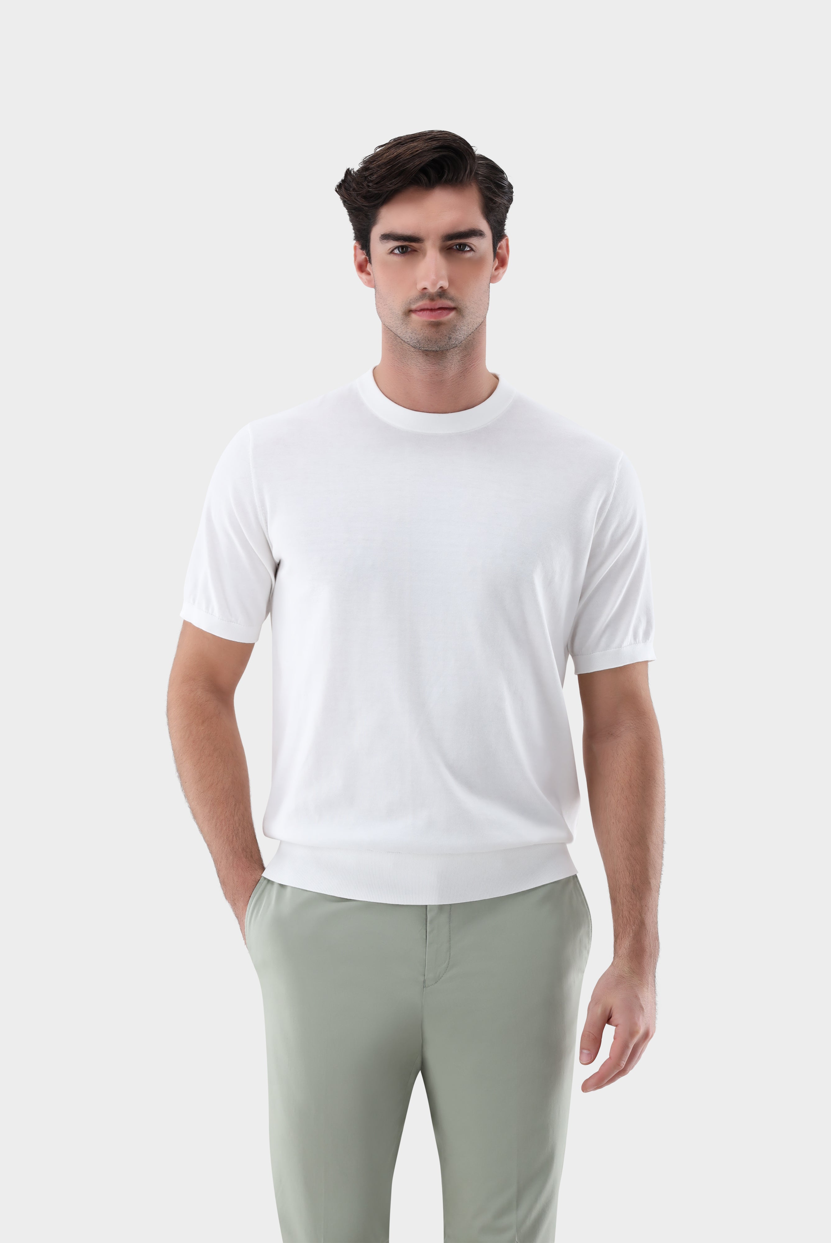 Strick T-Shirt | mit Baumwolle und Seide-Shirts-Van Laack-OUTLET-Beige-L-ARCHIVIST-ARCHIVE-SALE