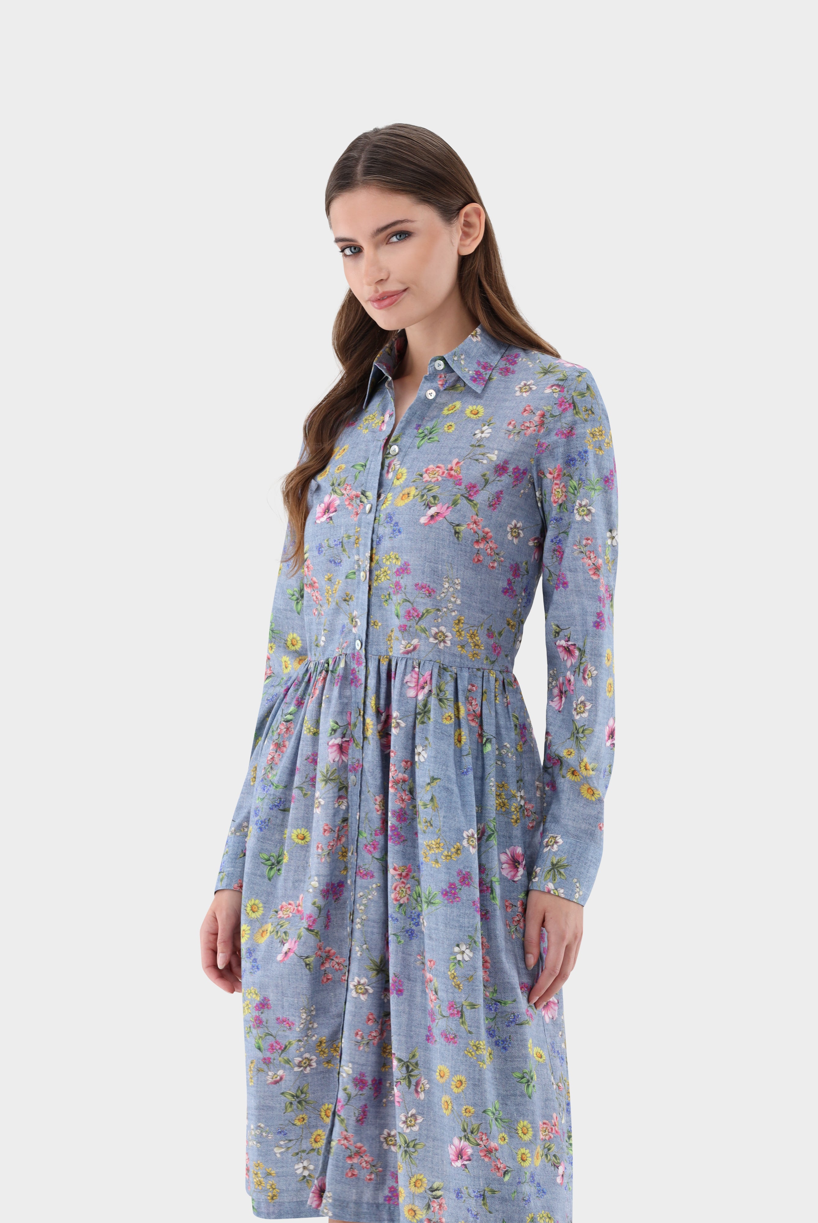 Van Laack-Midi-Hemdblusenkleid | mit Jeans-Blumen-Druck-Kleider & Röcke-Black-Deal-Outlet-by-ARCHIVIST