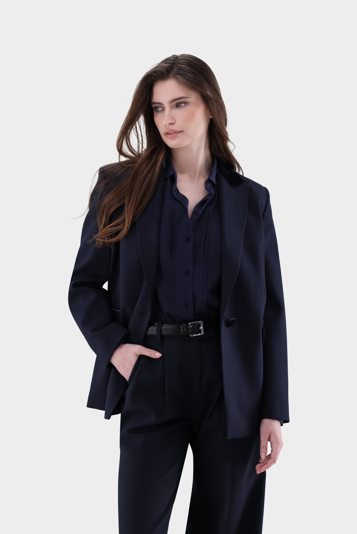 Blazer | mit geradem Saum und Samt-Detail-Jacken & Mäntel-Van Laack-OUTLET-blau/rot-36-ARCHIVIST-ARCHIVE-SALE
