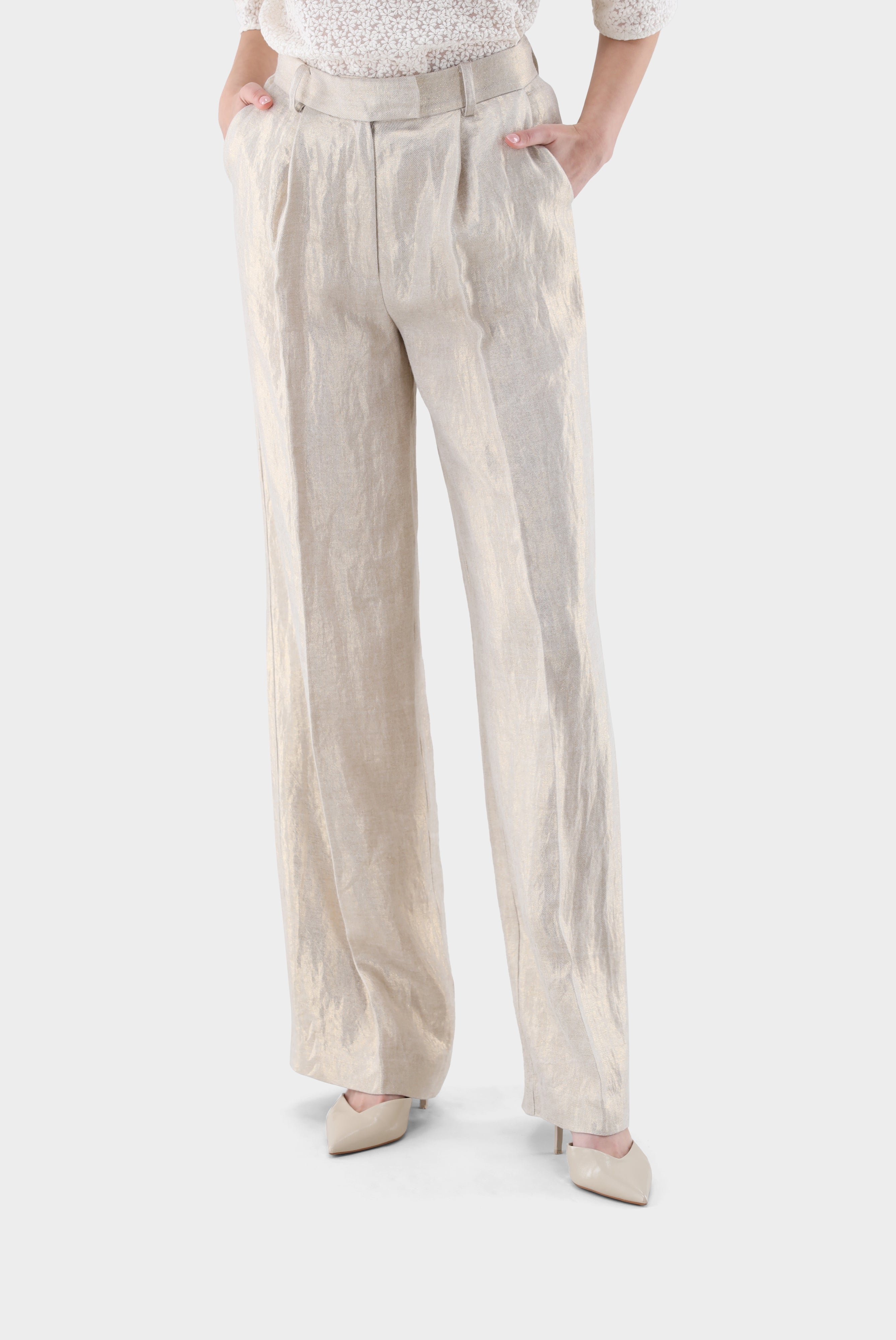 Hose | mit weitem Bein und Glitzer-Effekt-Hosen-Van Laack-OUTLET-Gelb-36-ARCHIVIST-ARCHIVE-SALE