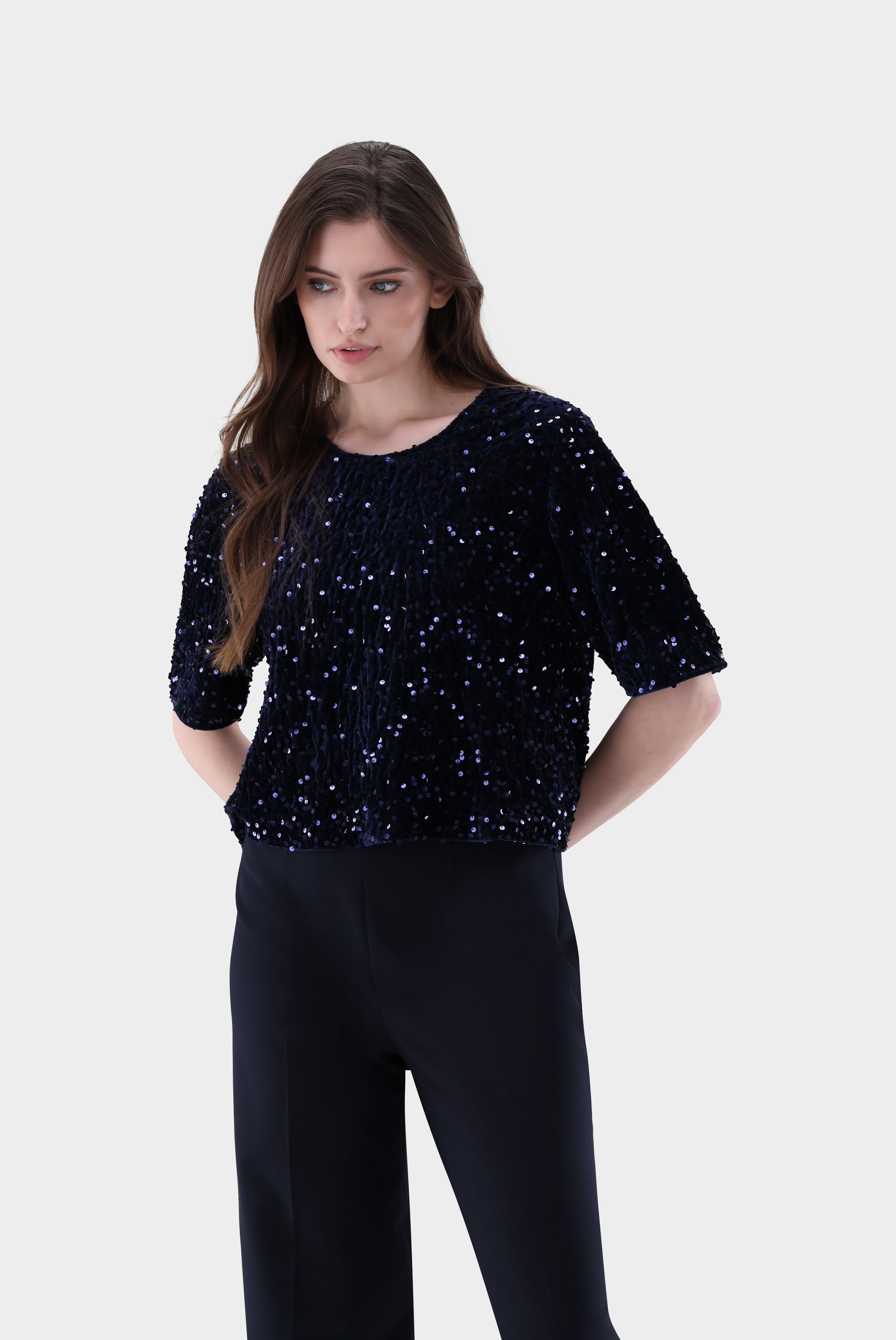 Top | mit Pailletten-Hemden & Blusen-Van Laack-OUTLET-dunkelblau-34-ARCHIVIST-ARCHIVE-SALE