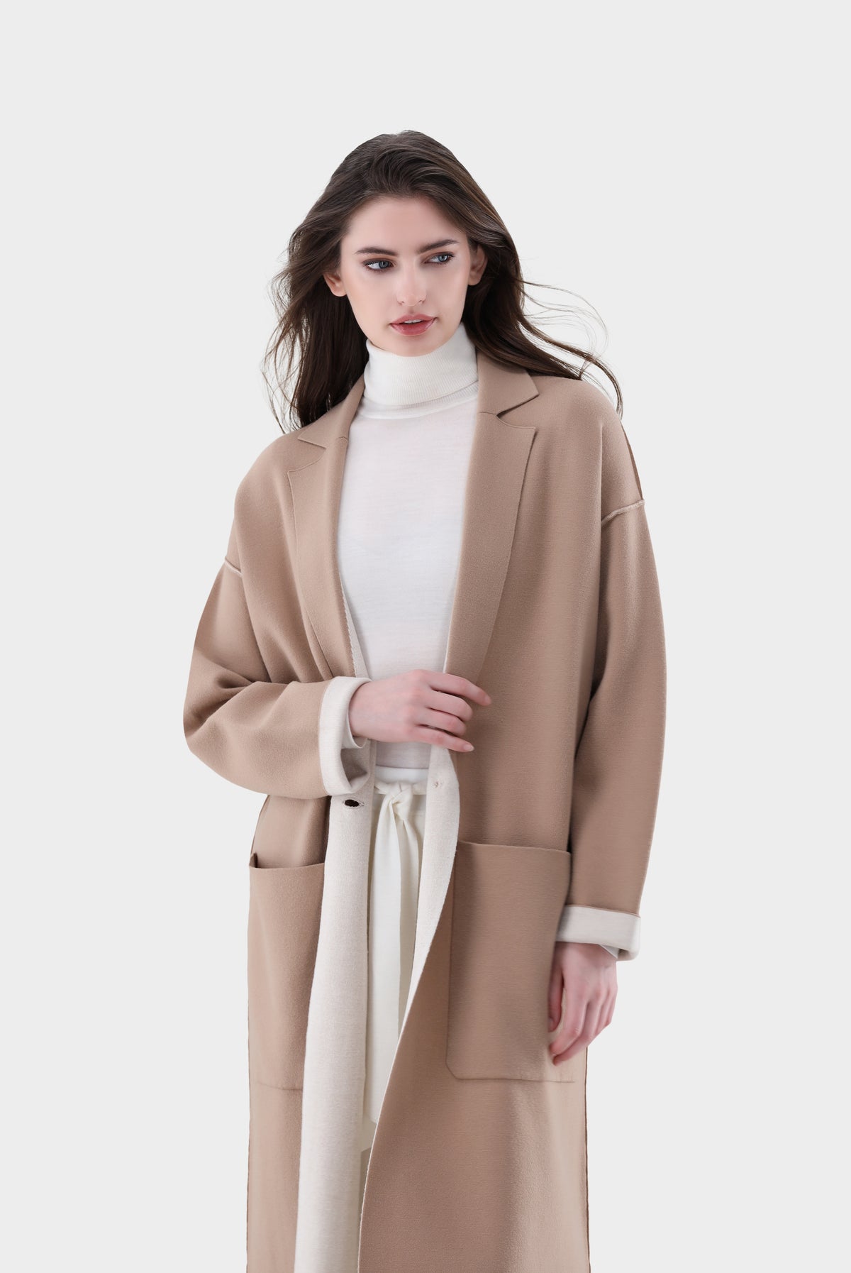 Mantel | aus zweifarbigem Strick-Jacken & Mäntel-Van Laack-OUTLET-Beige/Braun-S-ARCHIVIST-ARCHIVE-SALE