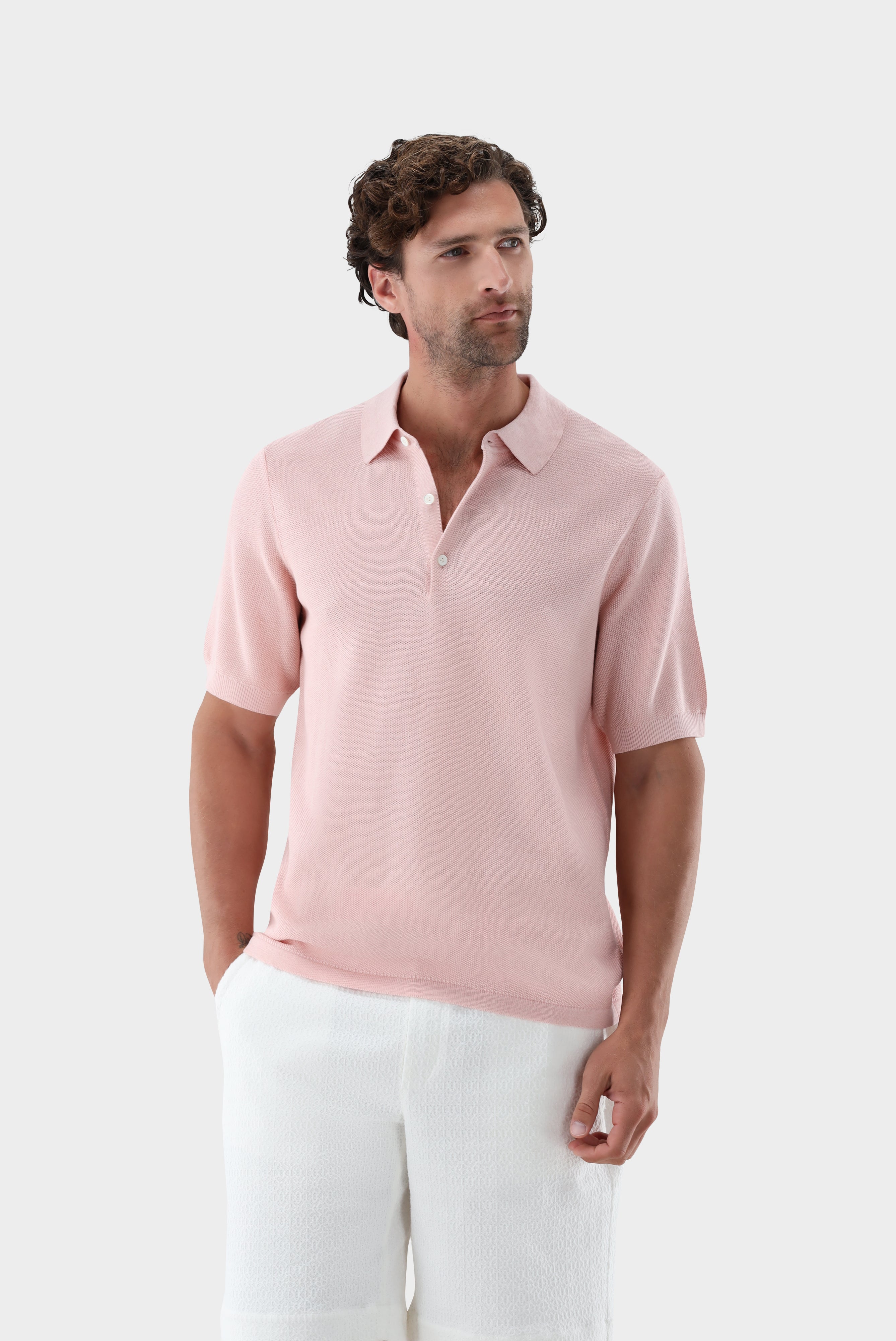 Strick-Poloshirt | mit Reiskorn Optik