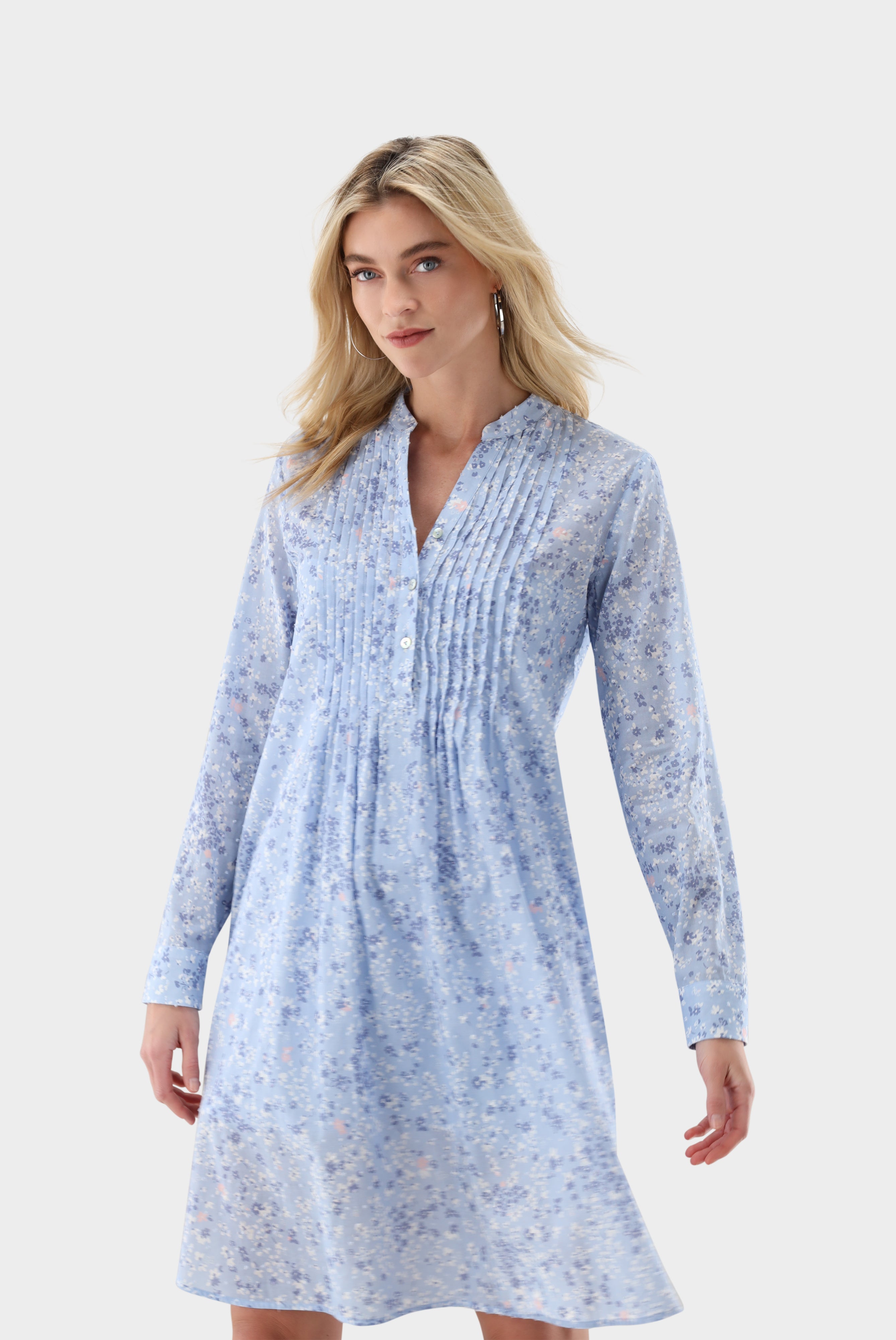 Kleid aus Baumwoll-Plumetis |  mit Blumenmuster