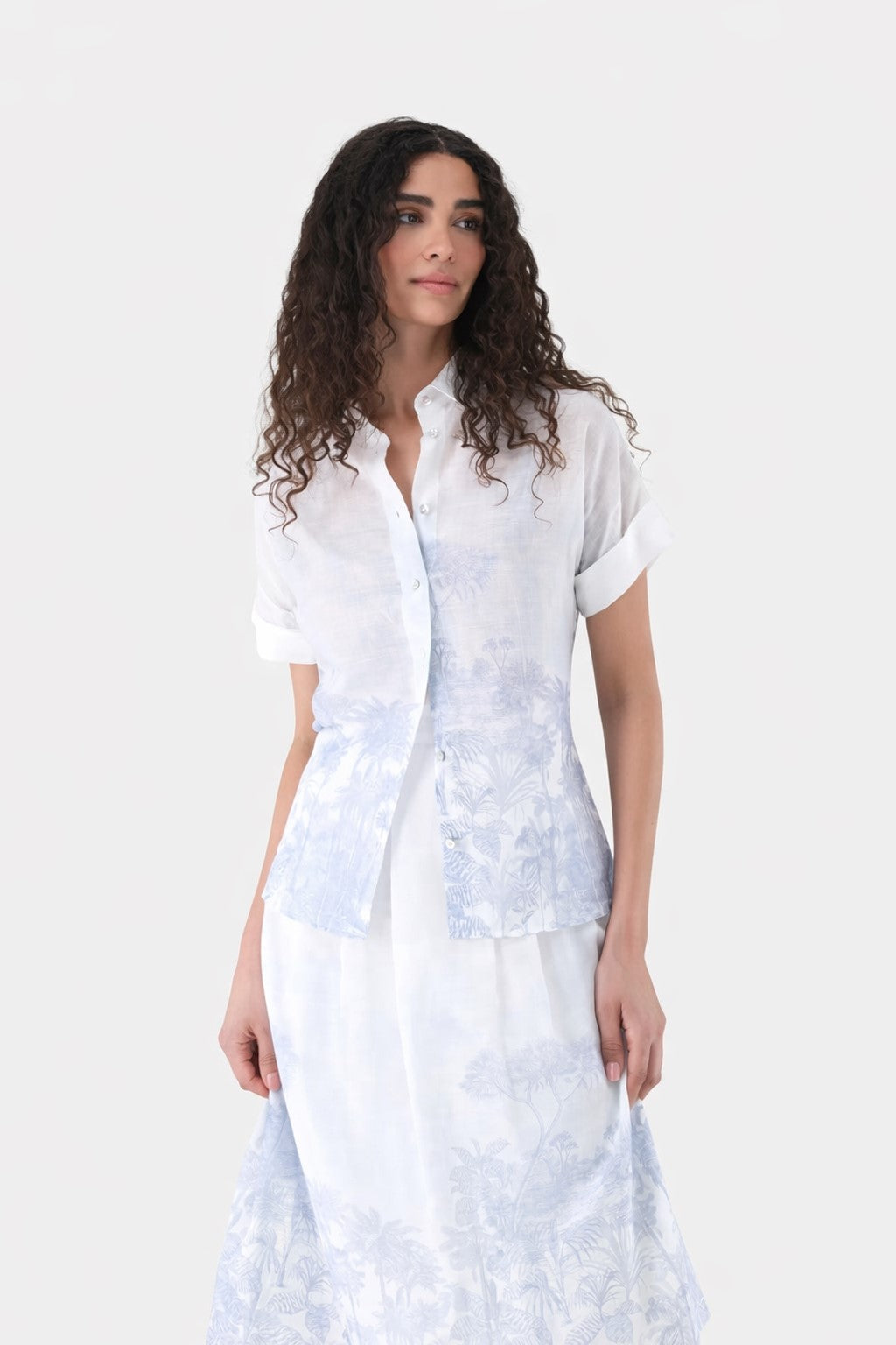 Hemdbluse | kurzarm mit Druck
