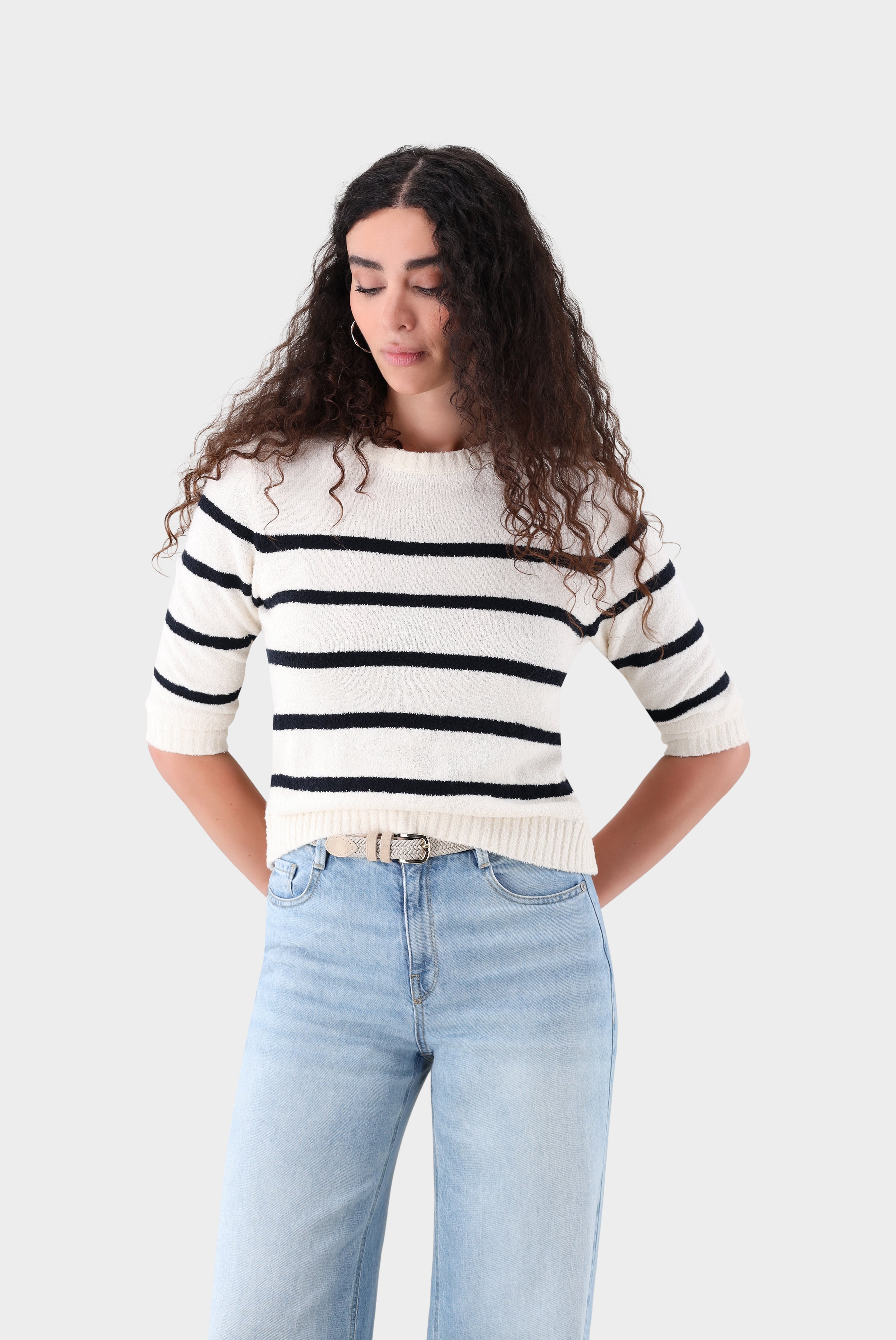 Gestreifter Pullover | aus Bouclé-Strick