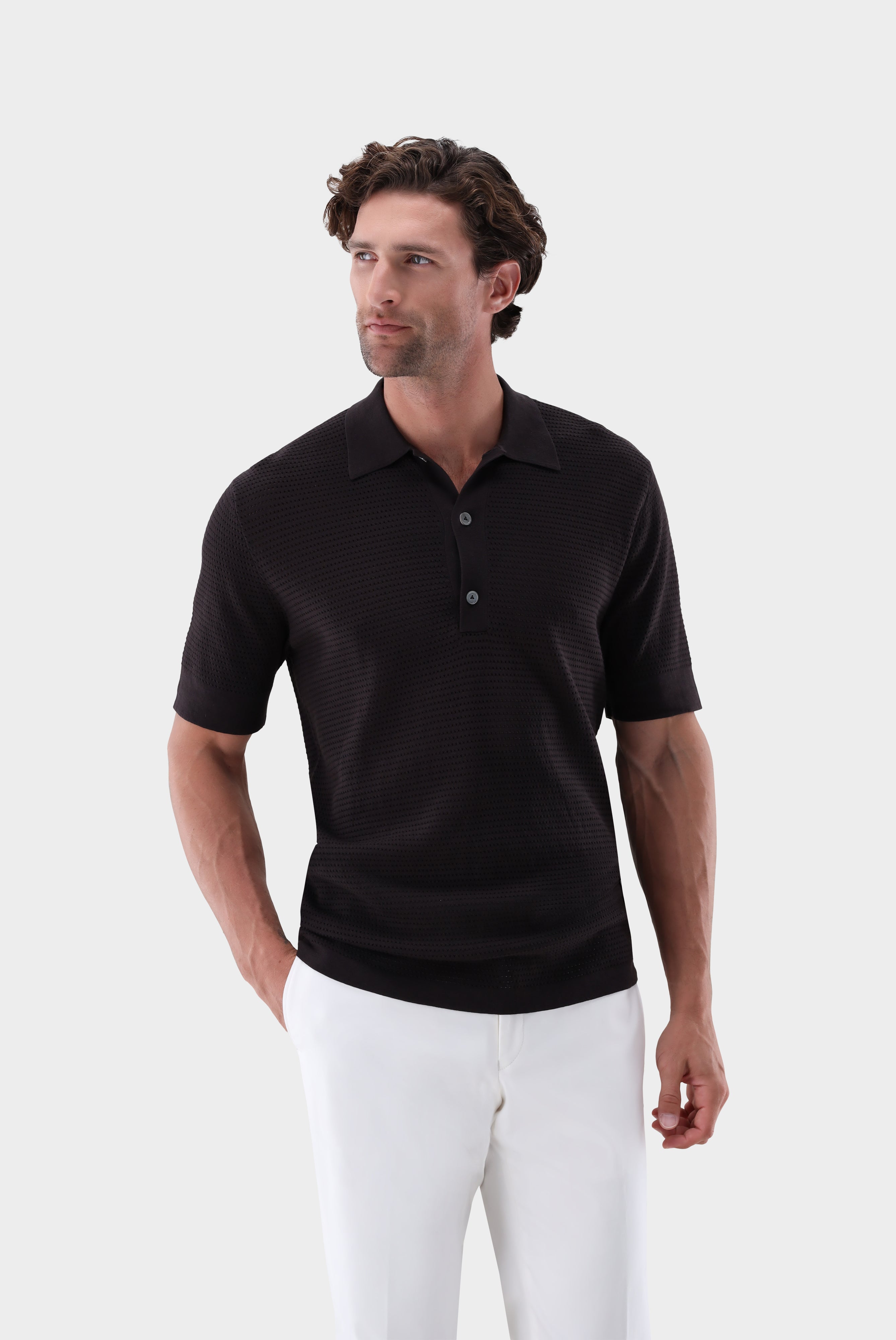 Strick Polo | mit Retro Struktur
