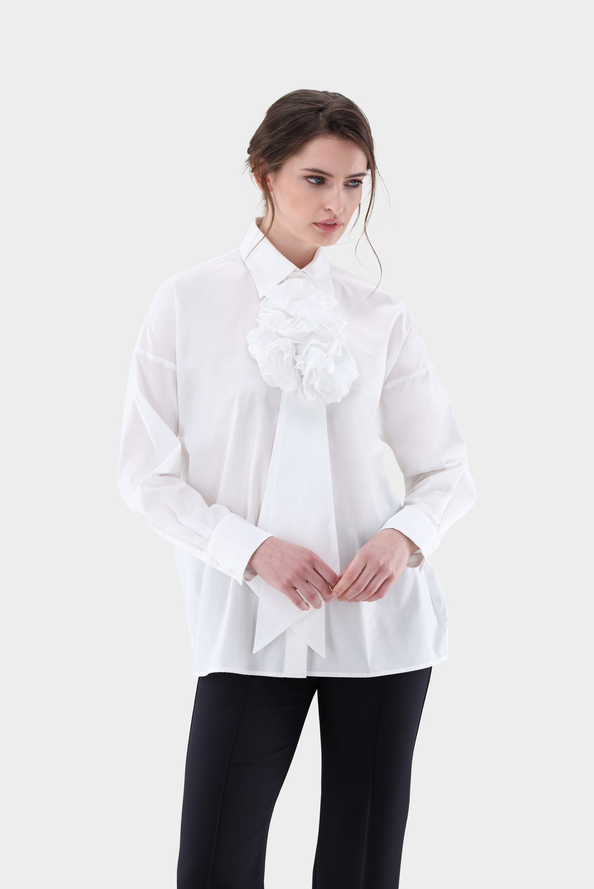 Hemdbluse | mit abnehmbarer Rosen-Schleife-Hemden & Blusen-Van Laack-OUTLET-Weiß-36-ARCHIVIST-ARCHIVE-SALE