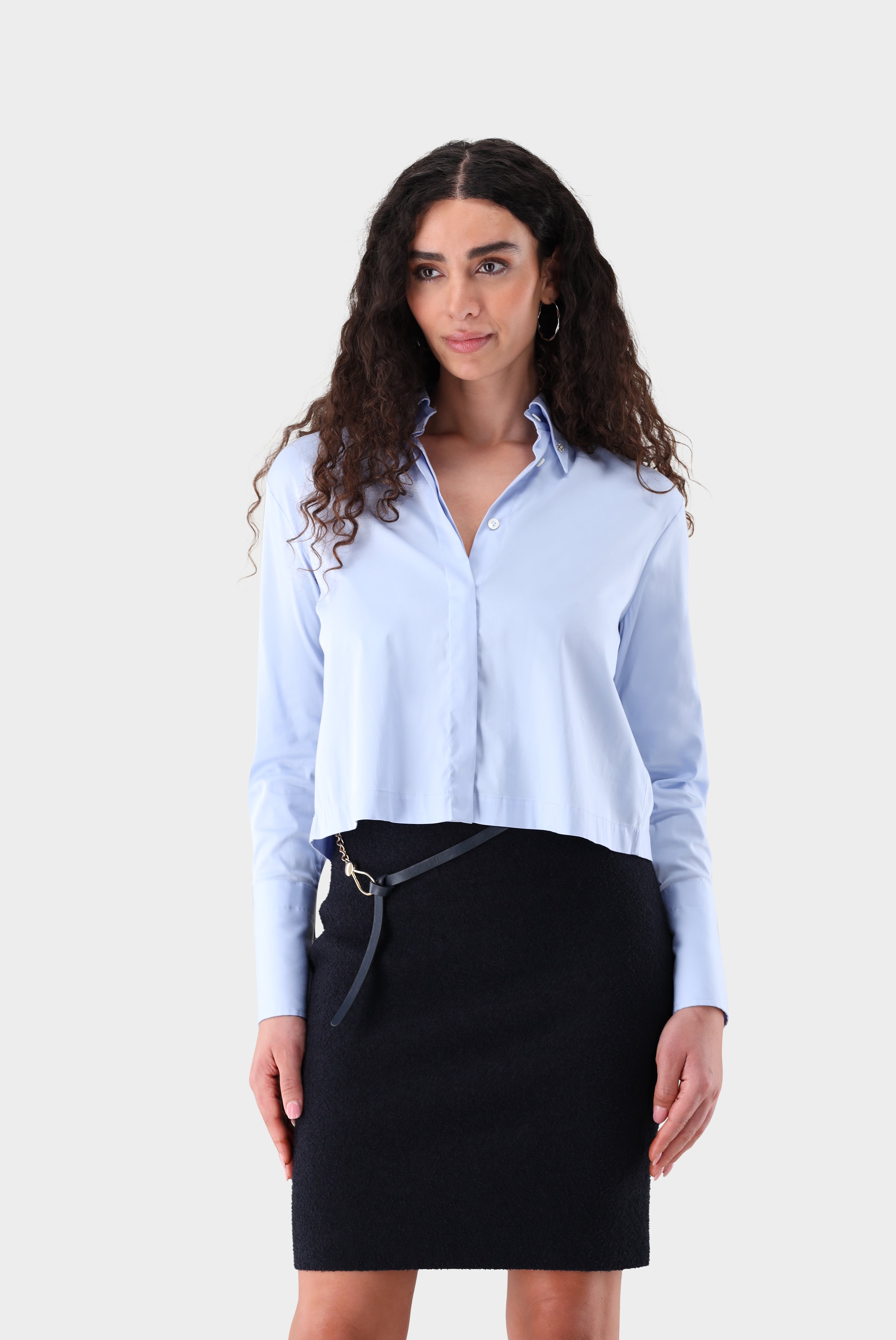 Hemdbluse | cropped mit Button-Down