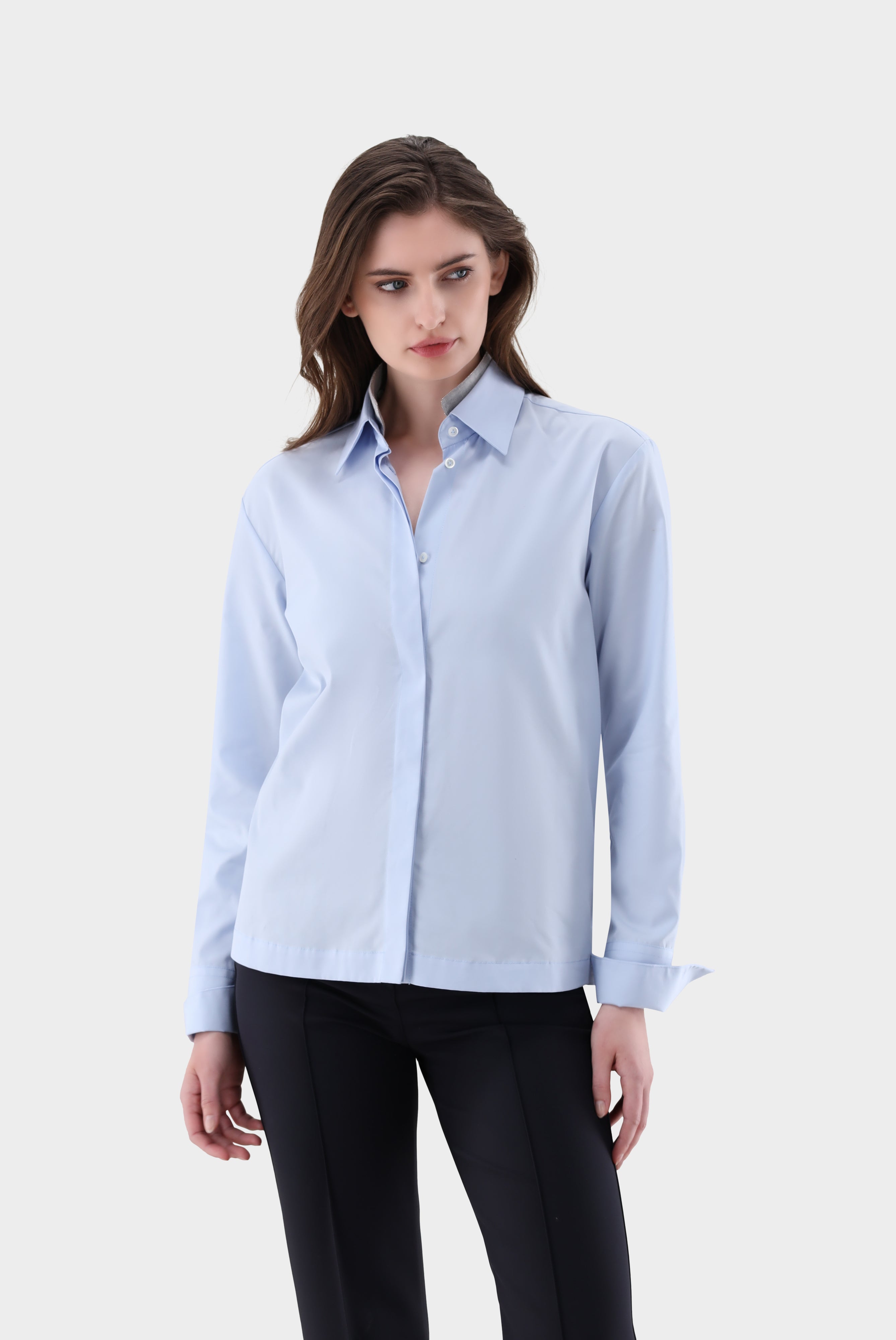 Bluse | mit abnehmbaren Kragen und glänzenden Details