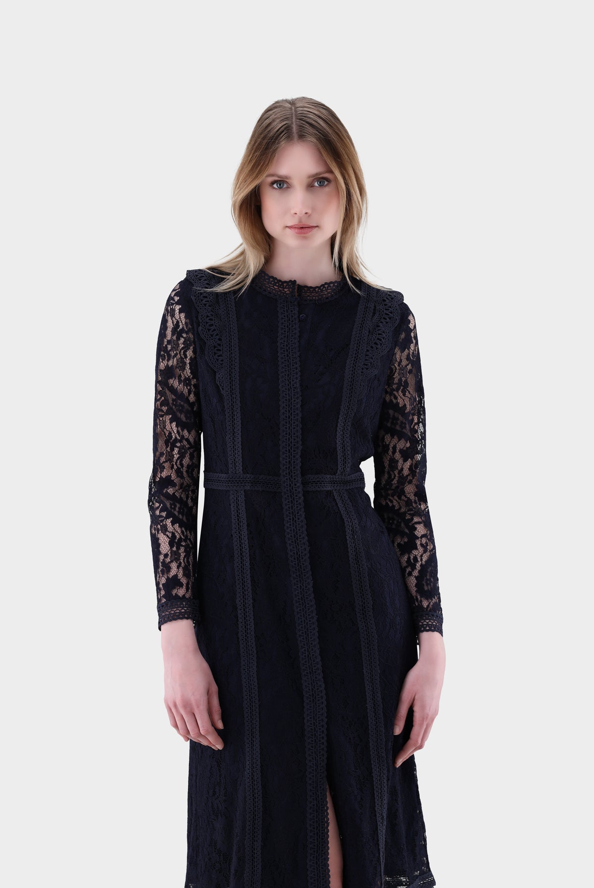 Kleid | aus Spitze mit taillierter Passform-Kleider & Röcke-Van Laack-OUTLET-navy-36-ARCHIVIST-ARCHIVE-SALE