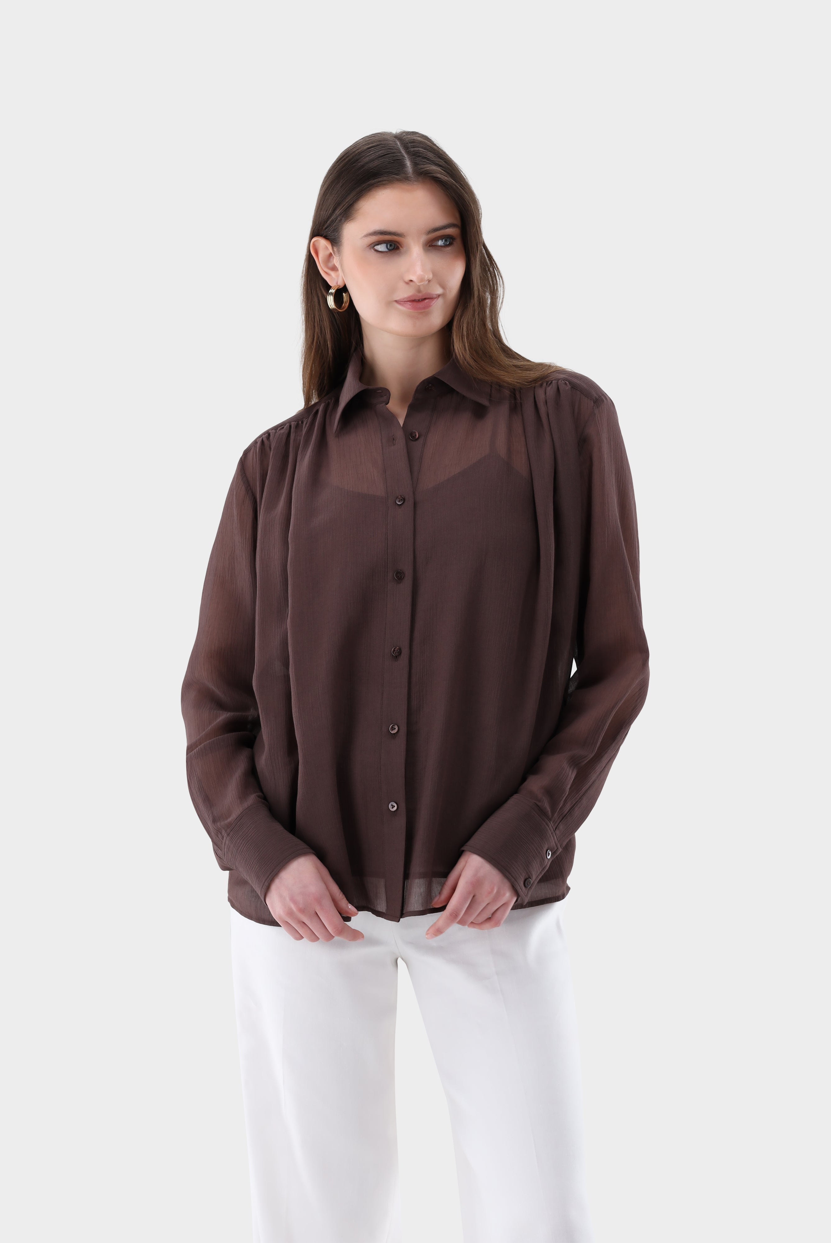 Lockere Hemdbluse | mit Crinkle-Effekt