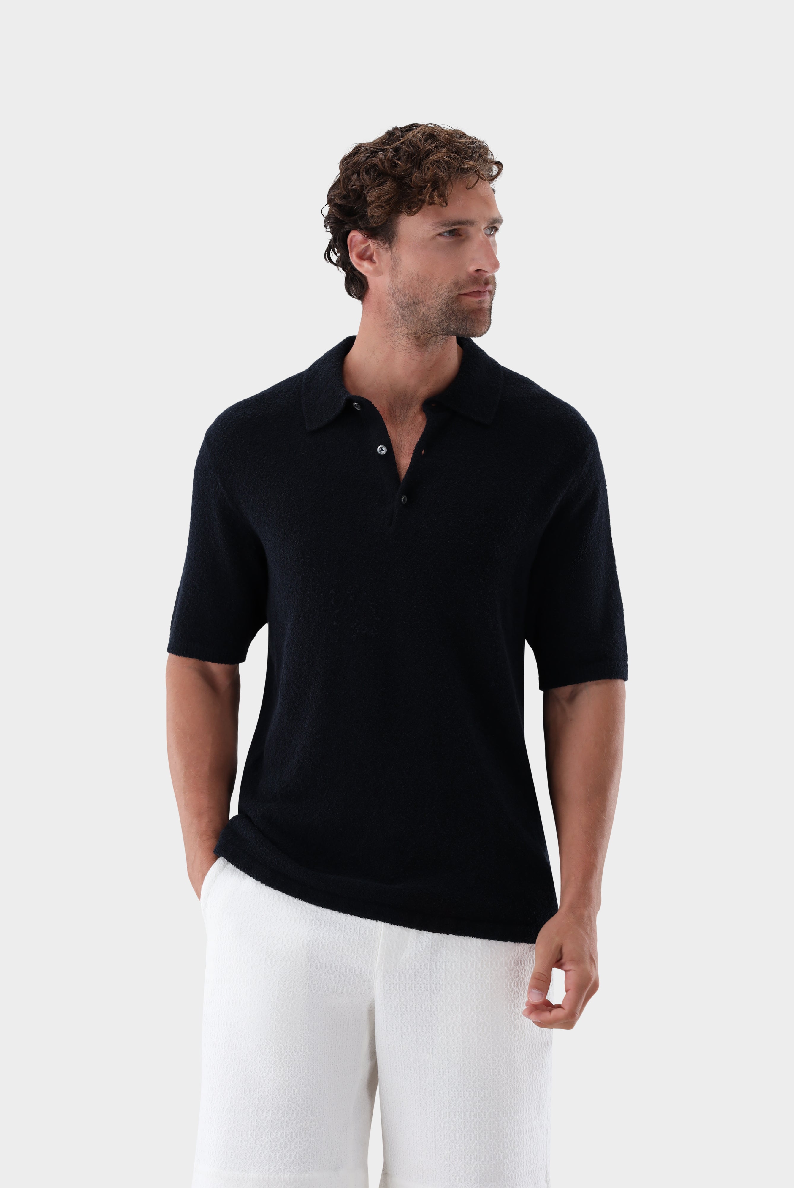 Poloshirt | aus Bouclé-Strick