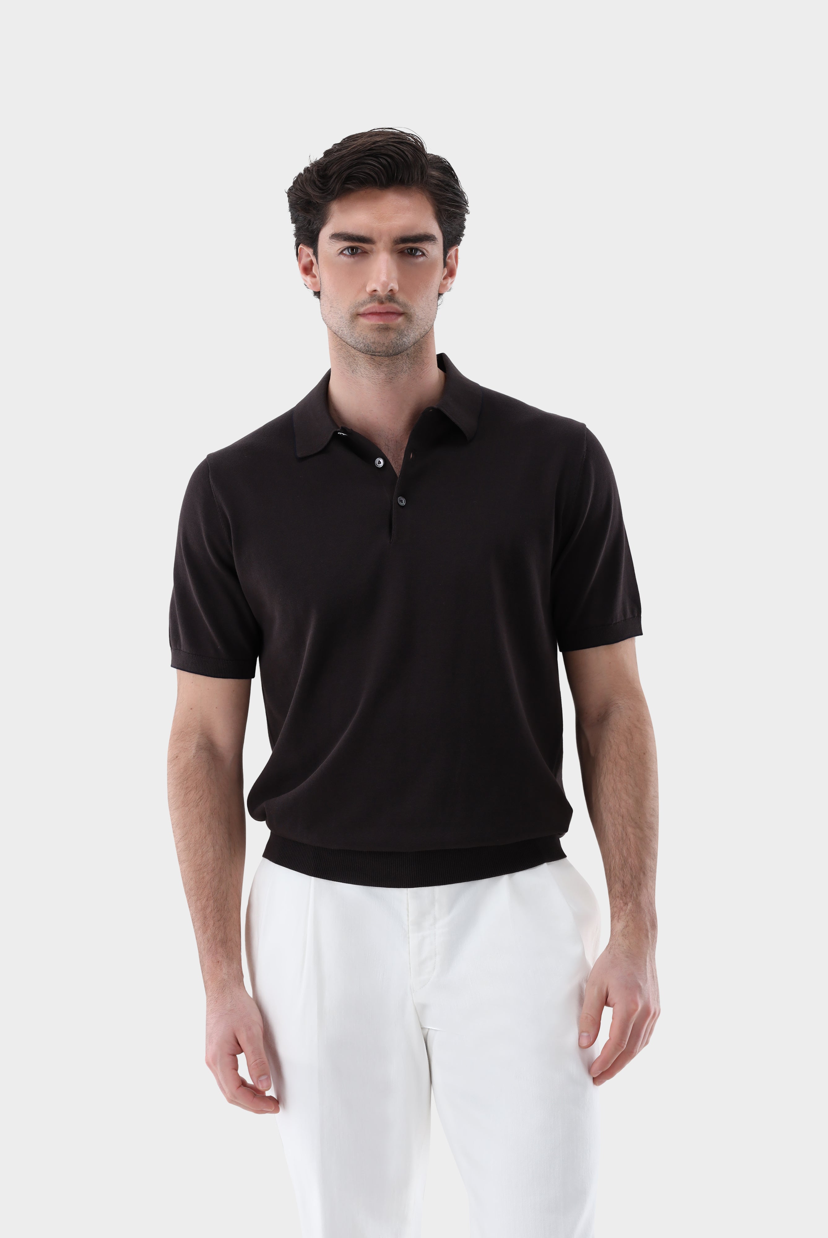 Strick Poloshirt mit Detail | aus Air Cotton