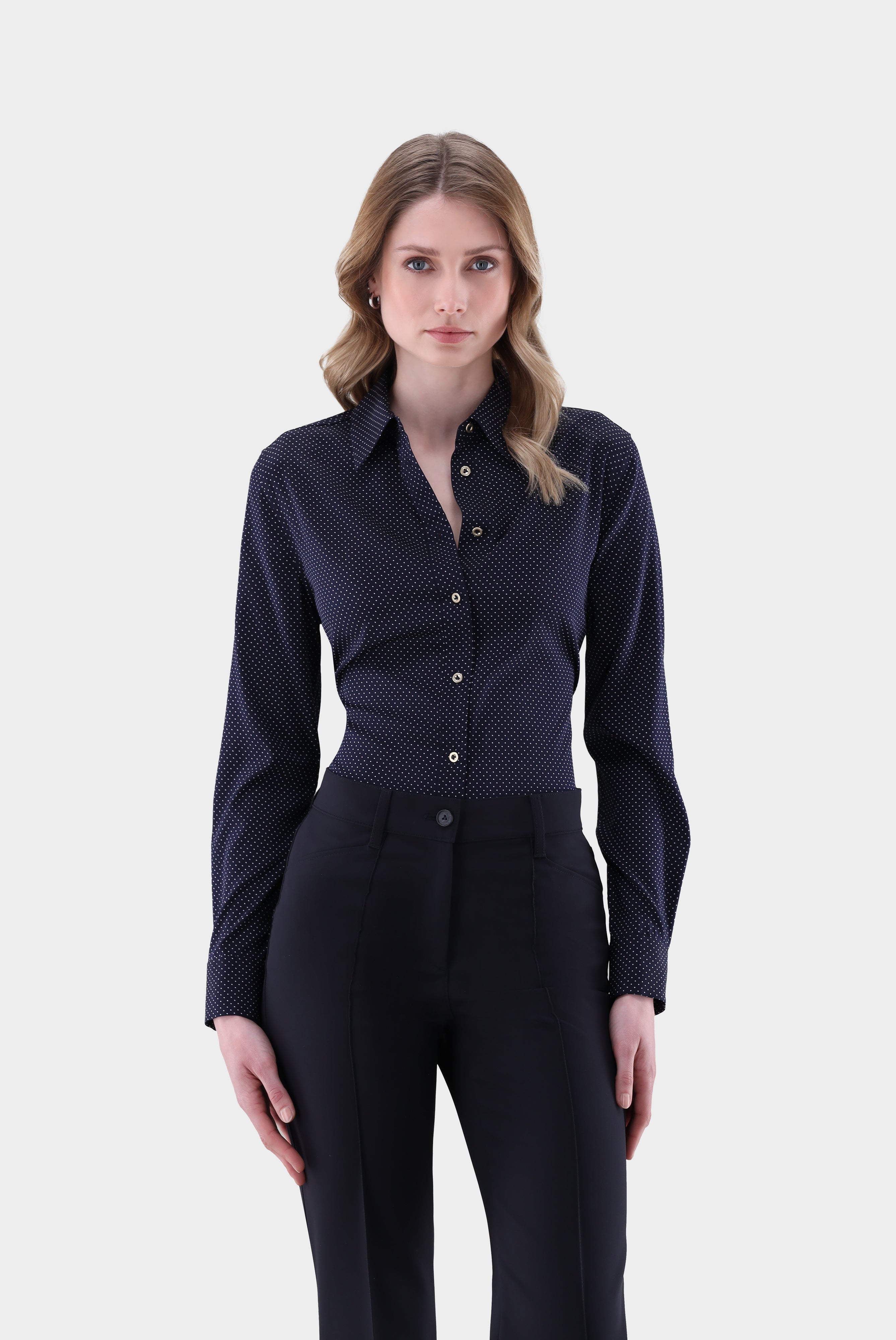 Hemdbluse | aus Seide mit Punktedruck