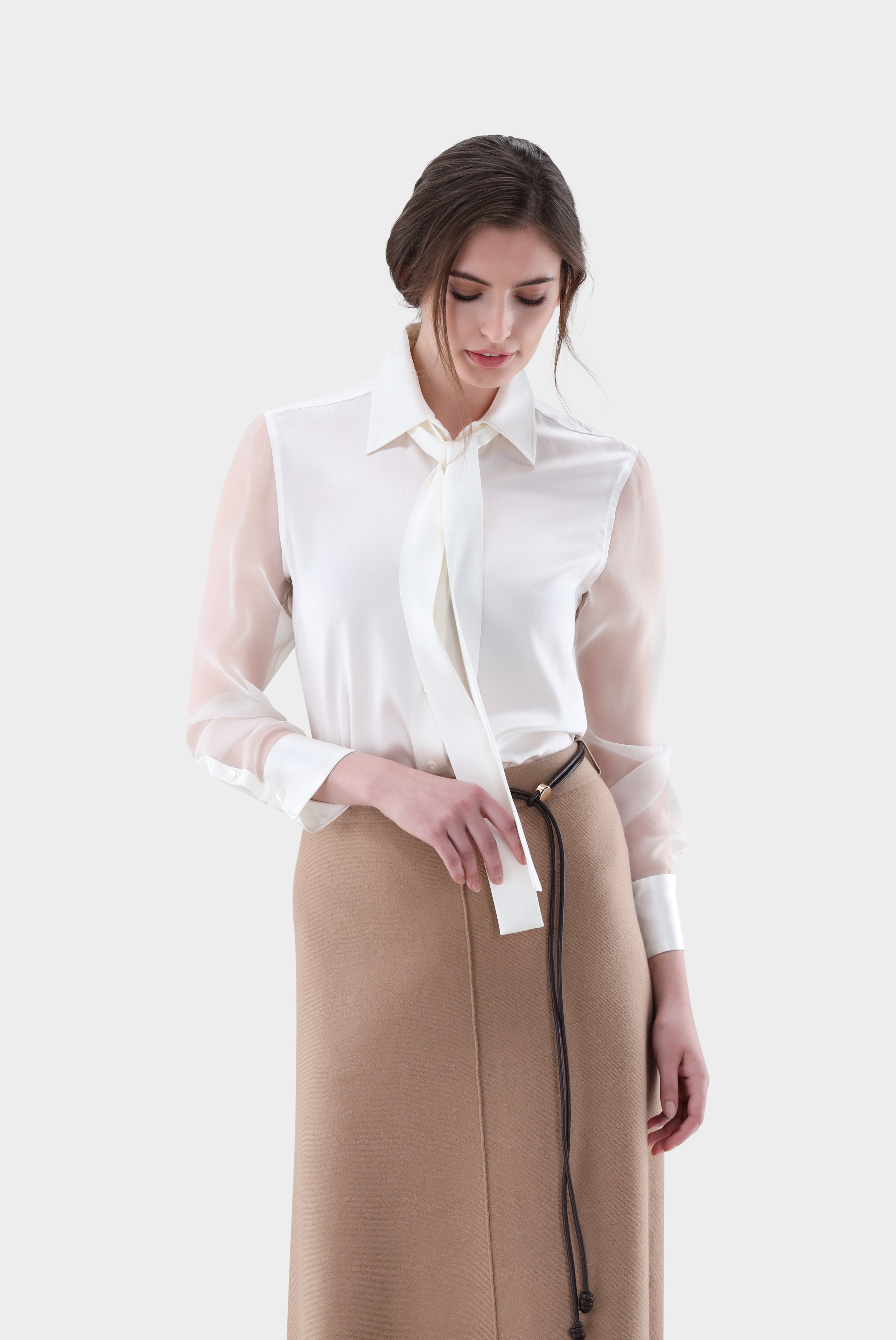 Seidenbluse | mit Organza Ärmeln