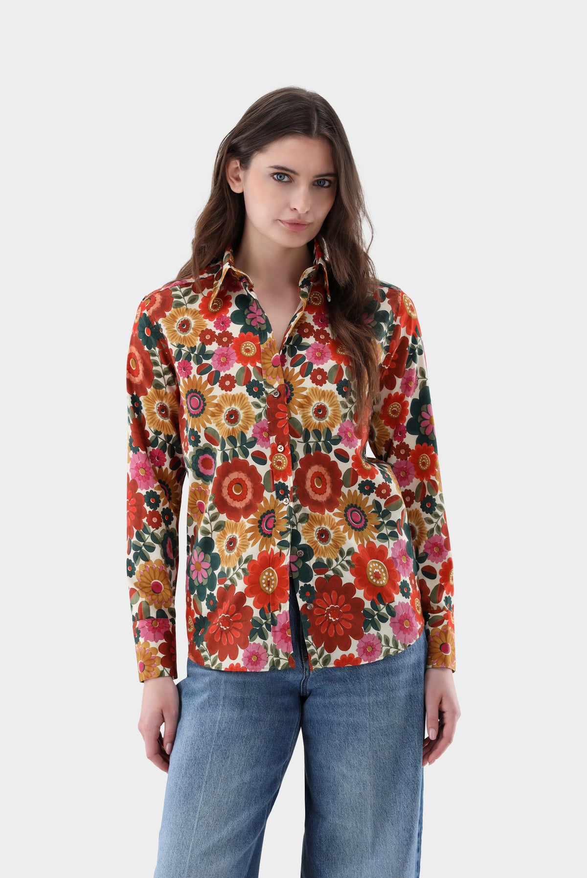 Hemdbluse | mit Blumenprint
