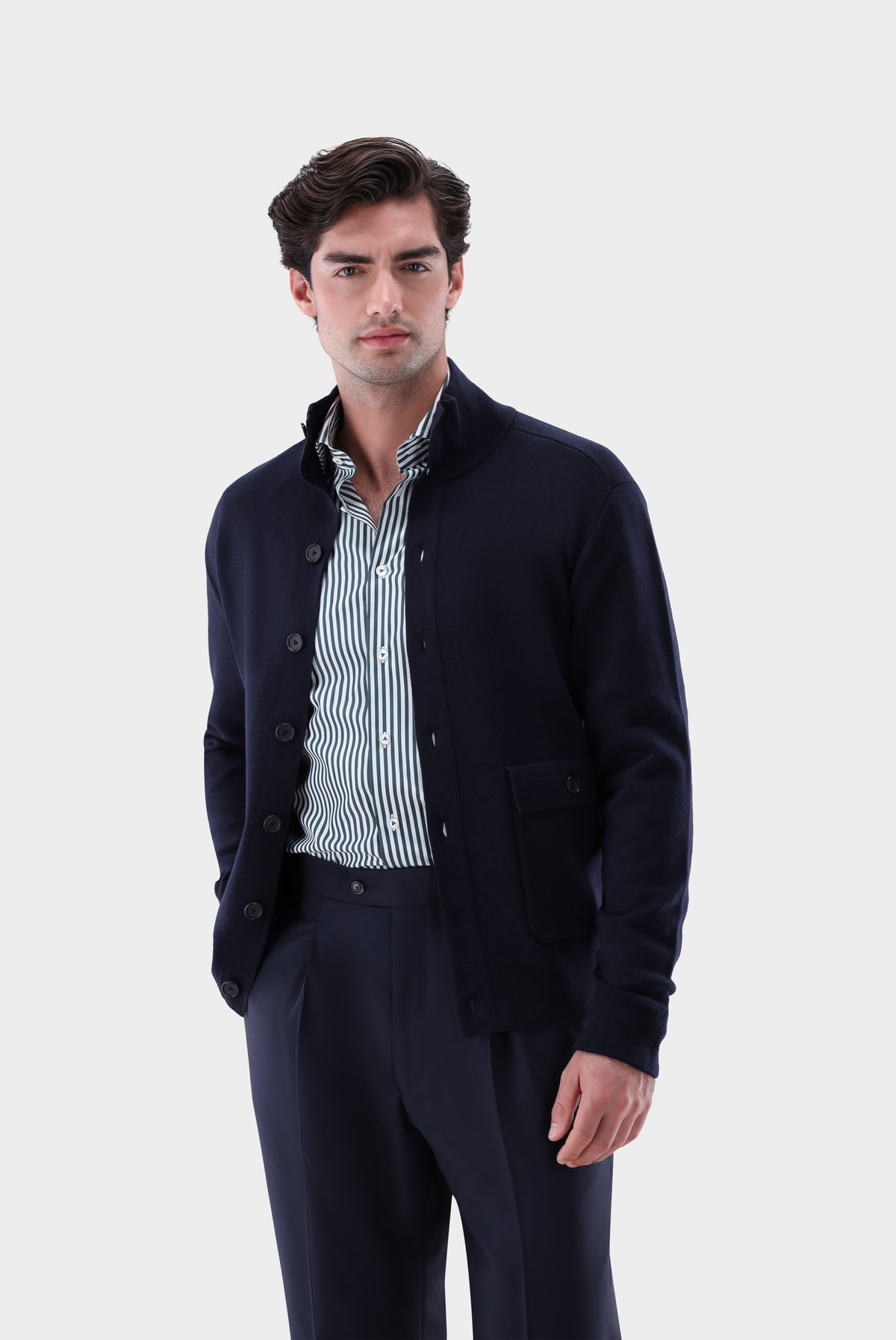 Strickjacke | geknöpft mit Stehkragen-Jacken & Mäntel-Van Laack-OUTLET-Blau-S-ARCHIVIST-ARCHIVE-SALE