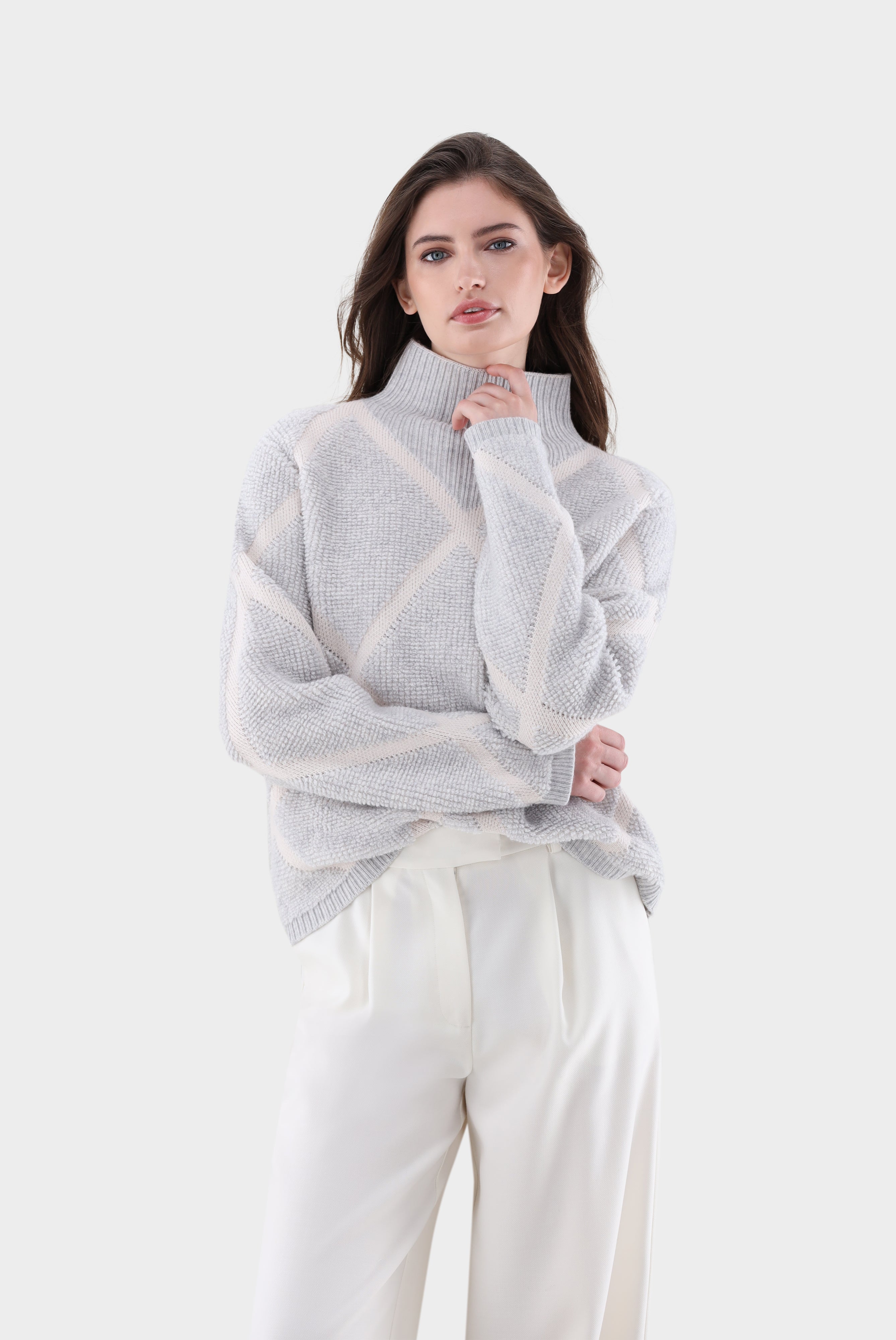 Rollkragenpullover | mit 3D-Jacquard-Strick & Pullover-Van Laack-OUTLET-Grau-XS-ARCHIVIST-ARCHIVE-SALE