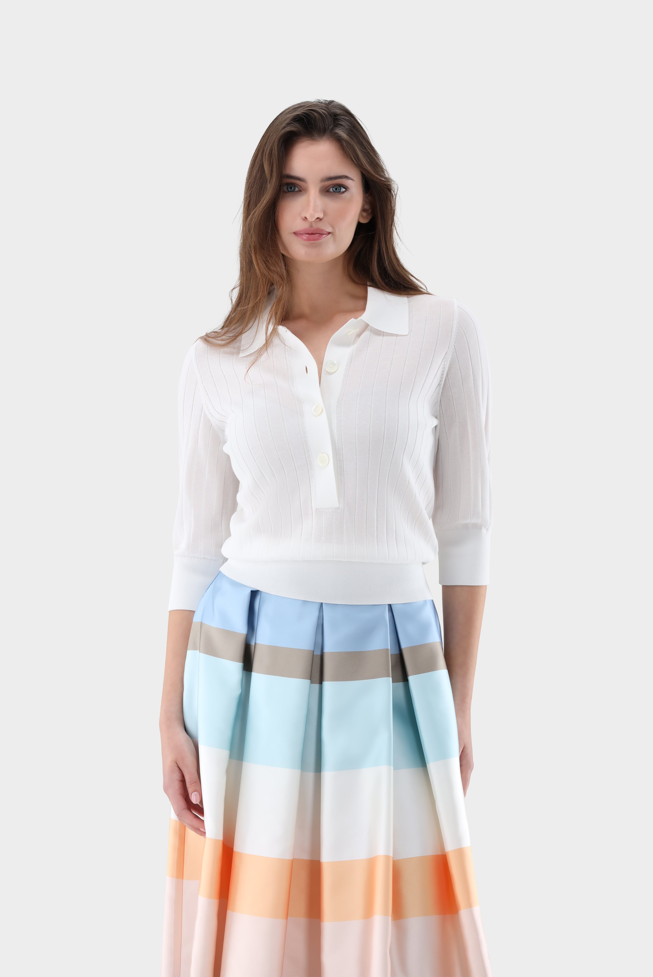 Poloshirtaus Rippstrick | mit Baumwolle und Viskose