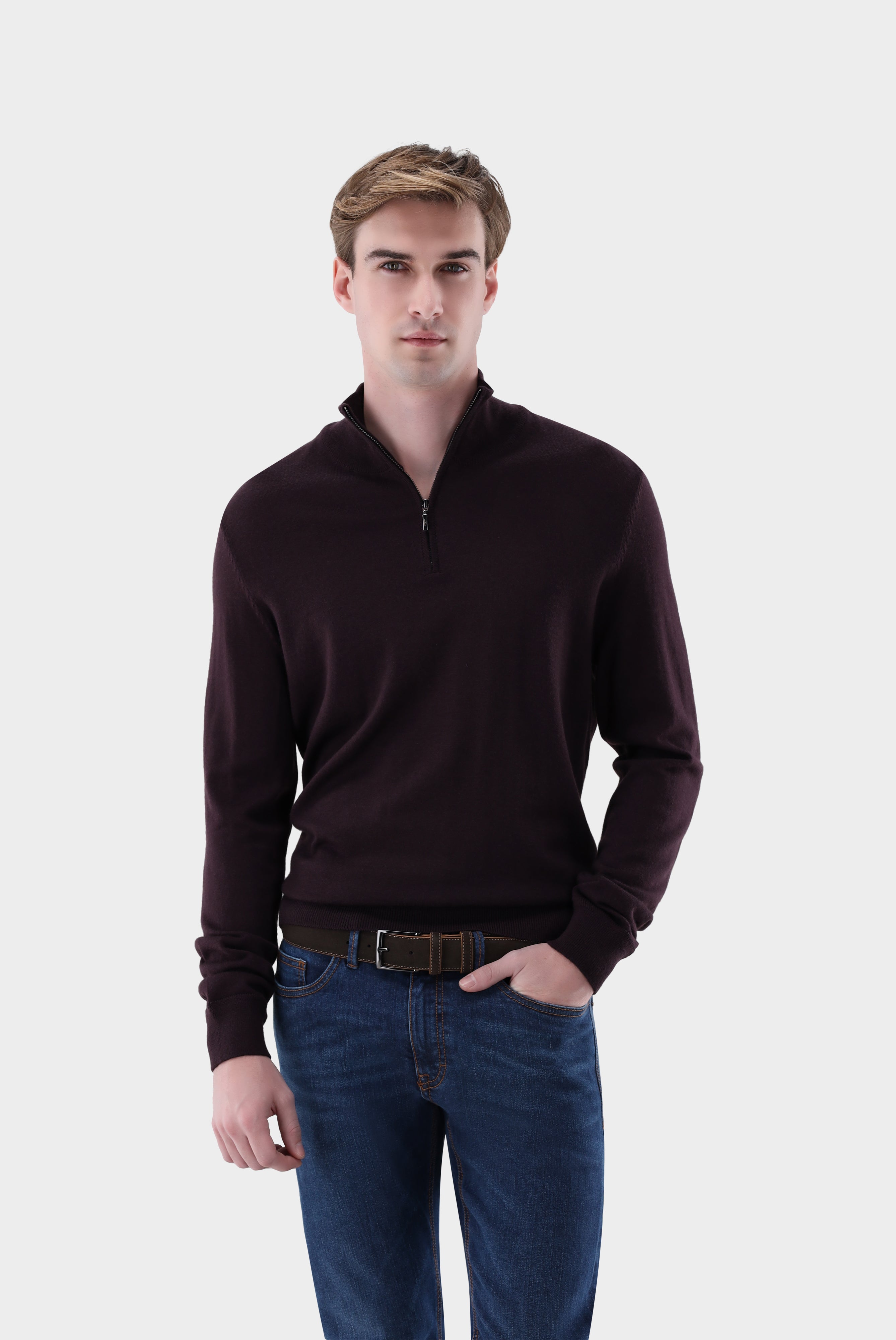 Troyer | aus merzerisierter Merinowolle mit Farbdetail-Strick & Pullover-Van Laack-OUTLET-Rot/Rose-S-ARCHIVIST-ARCHIVE-SALE