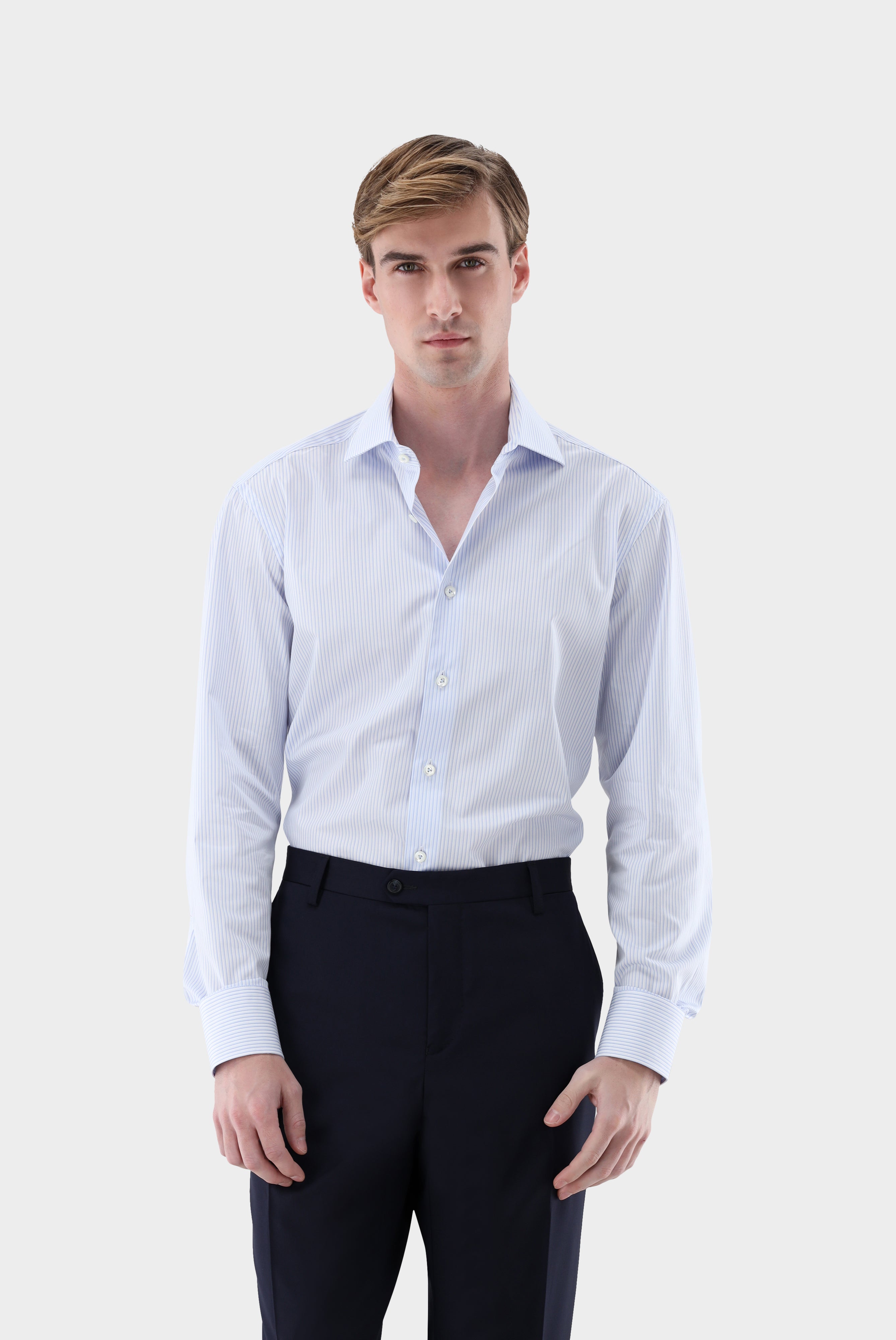 Gestreiftes Businesshemd | aus Twill Gewebe Slim Fit