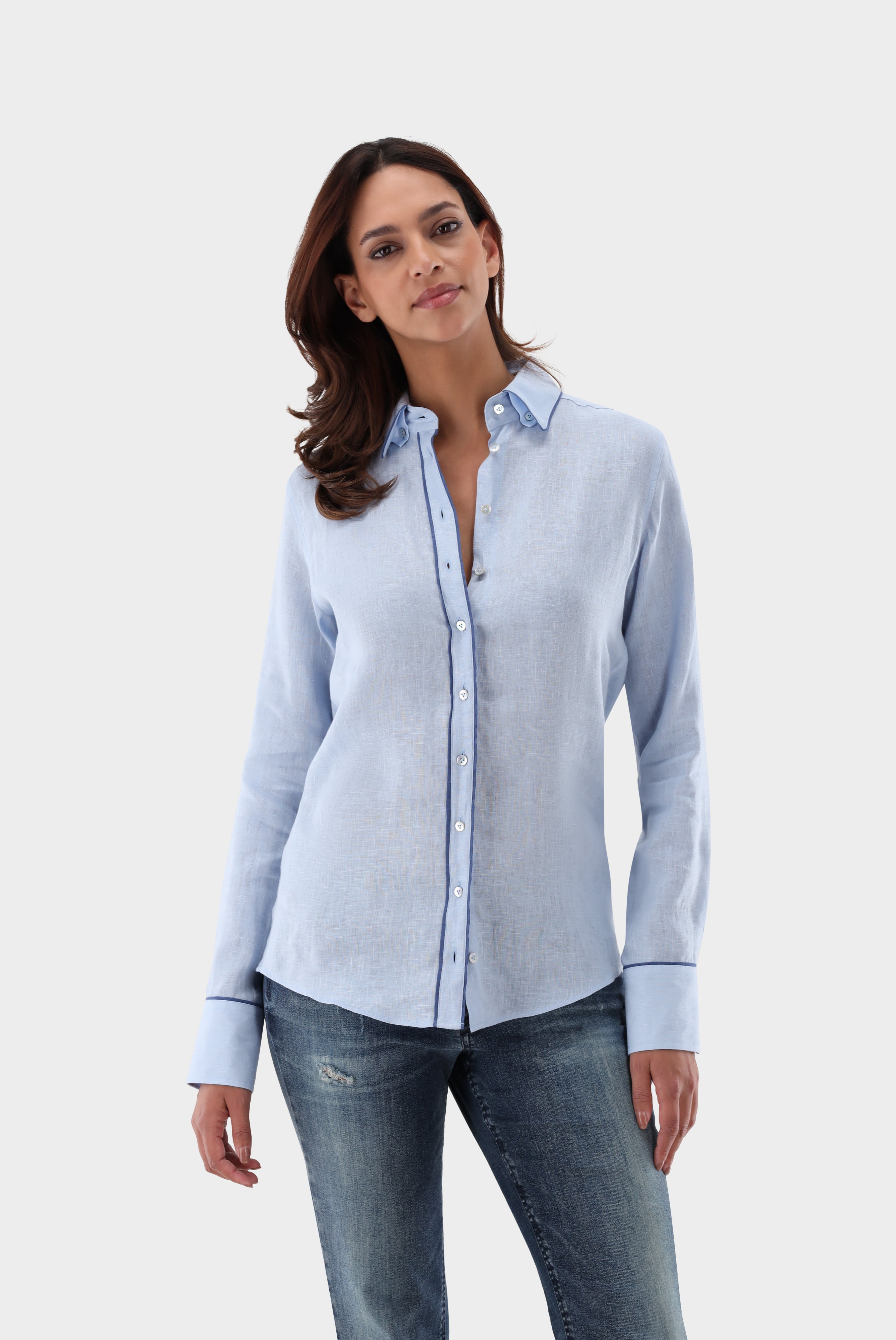 Van Laack-Hemdbluse | aus Leinen mit Kontrastpaspel-Hemden & Blusen-Black-Deal-Outlet-by-ARCHIVIST