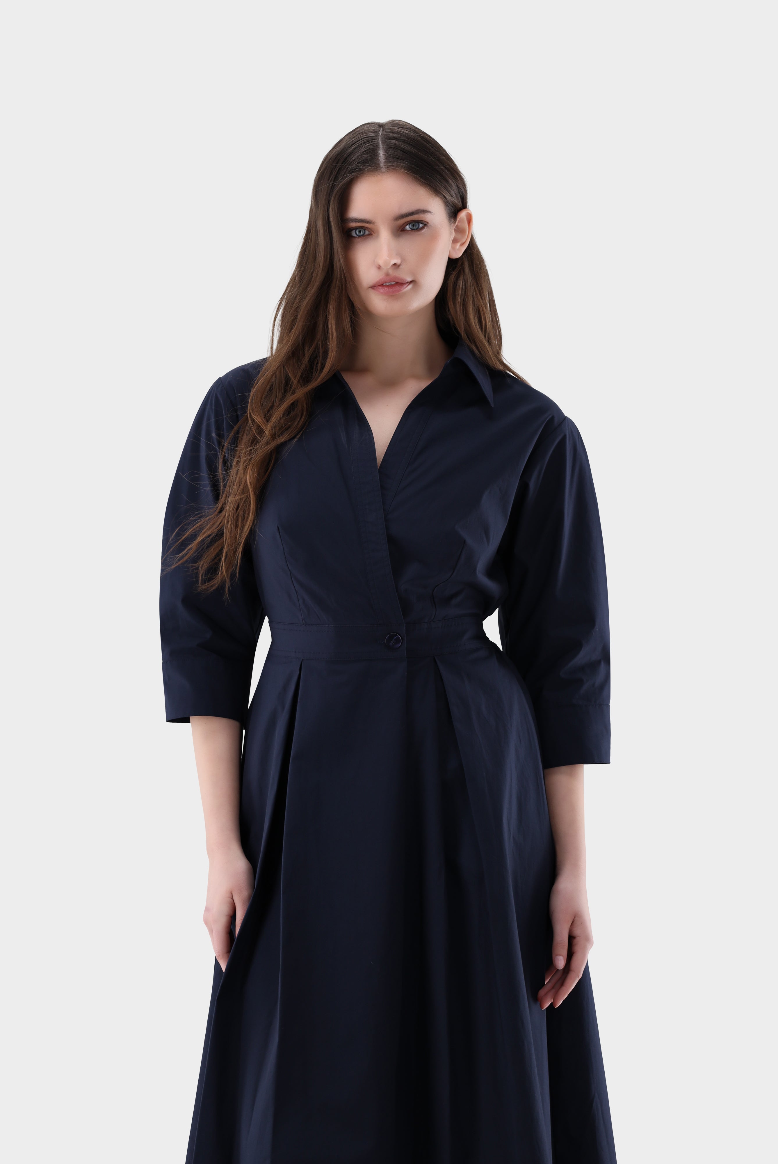 Midi-Hemdblusenkleid | mit Falten
