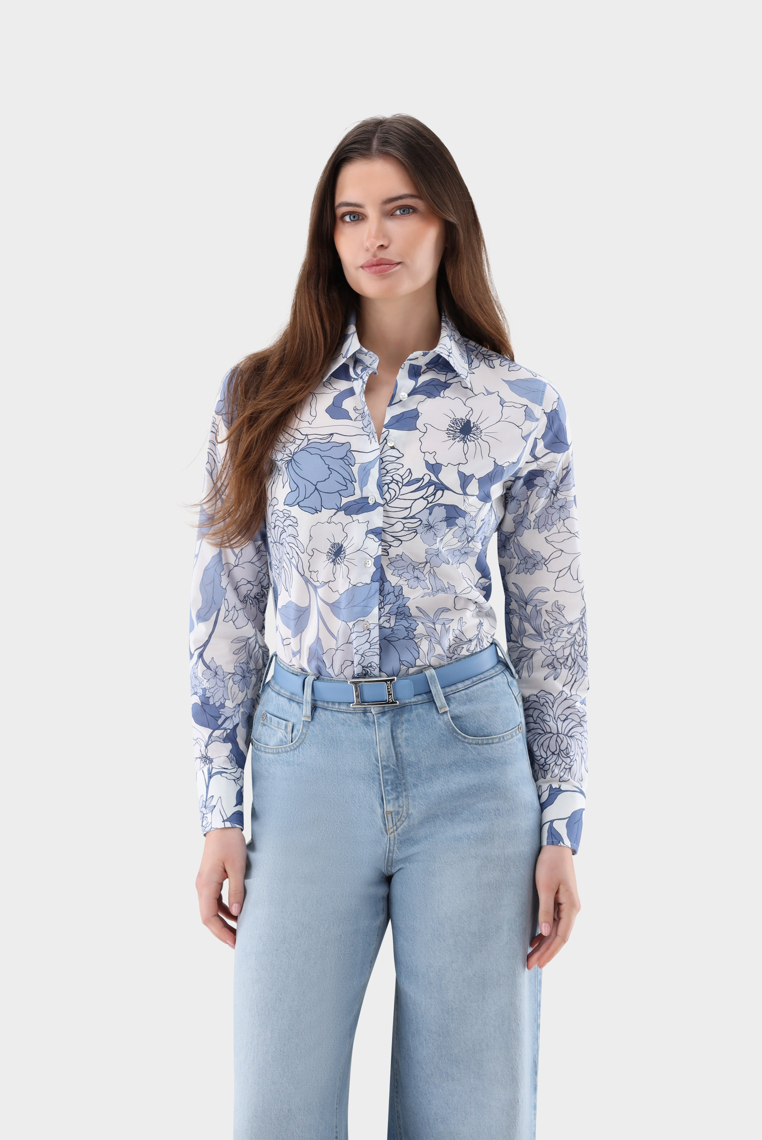 Hemdbluse | mit Blumen-Druck