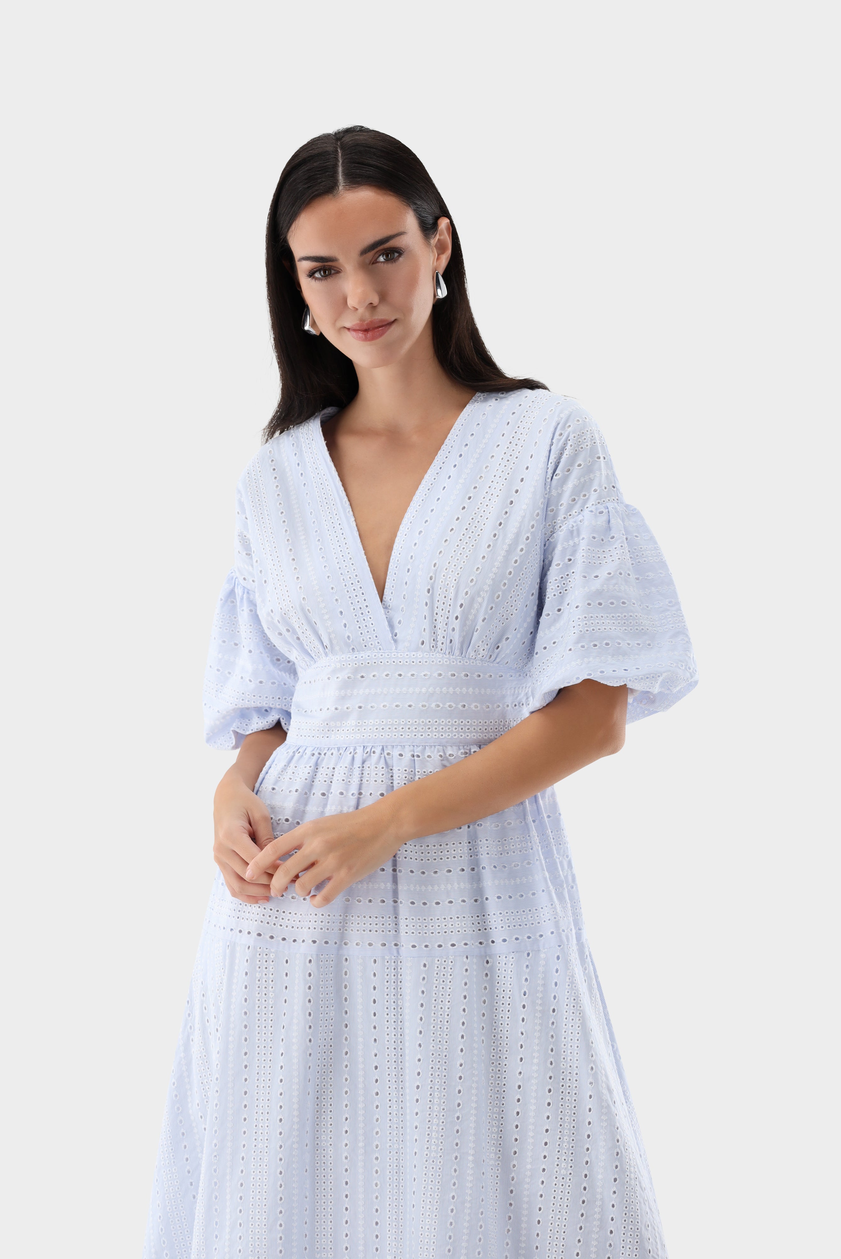 Midikleid | mit Lochstickerei-Kleider & Röcke-Van Laack-OUTLET-bleu-36-ARCHIVIST-ARCHIVE-SALE