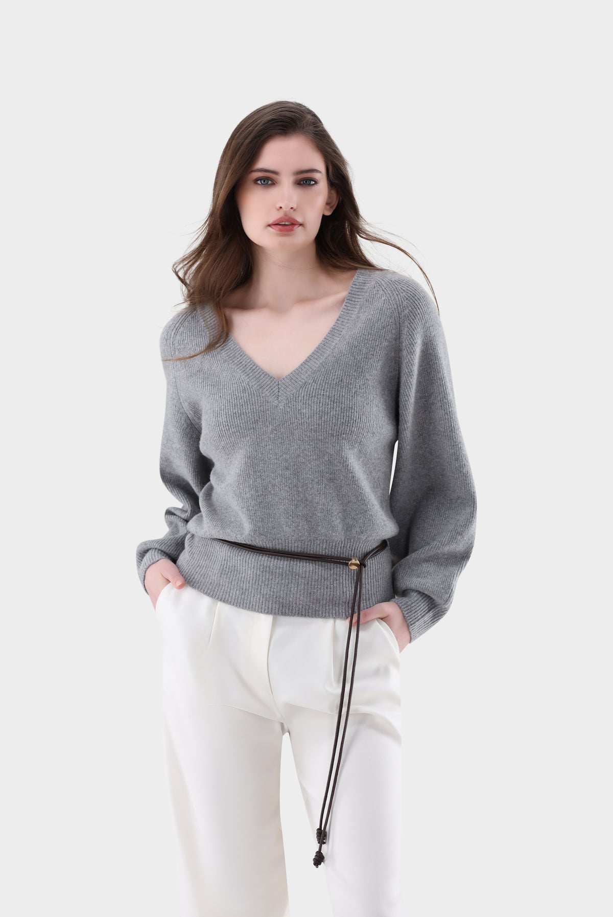 Pullover | tailliert mit V-Ausschnitt-Strick & Pullover-Van Laack-OUTLET-Grau-S-ARCHIVIST-ARCHIVE-SALE
