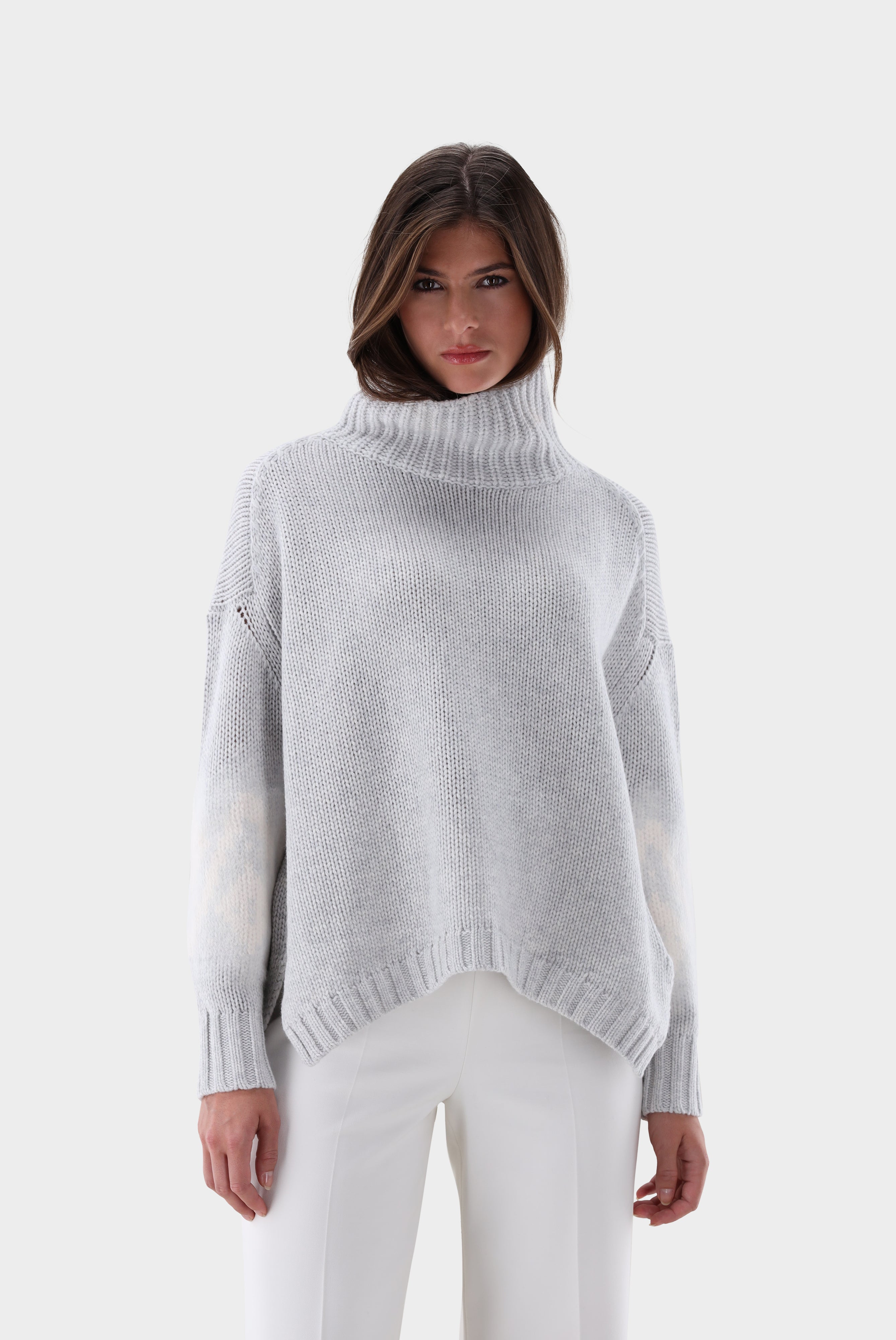 Rollkragenpullover | oversized mit Muster an Ärmeln-Strick & Pullover-Van Laack-OUTLET-Grau-XS-ARCHIVIST-ARCHIVE-SALE