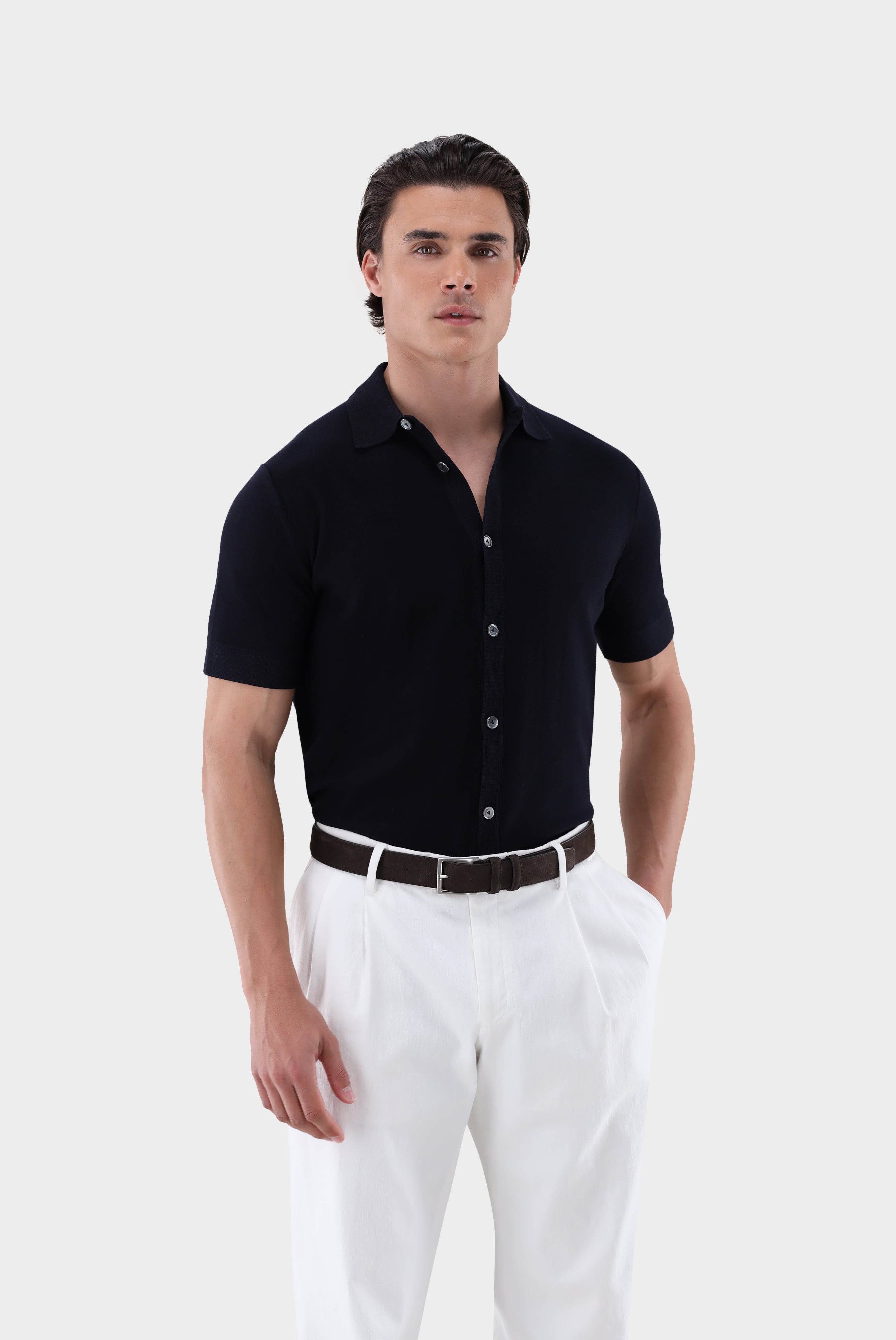 Strickhemd | mit kurzarm aus Air Cotton