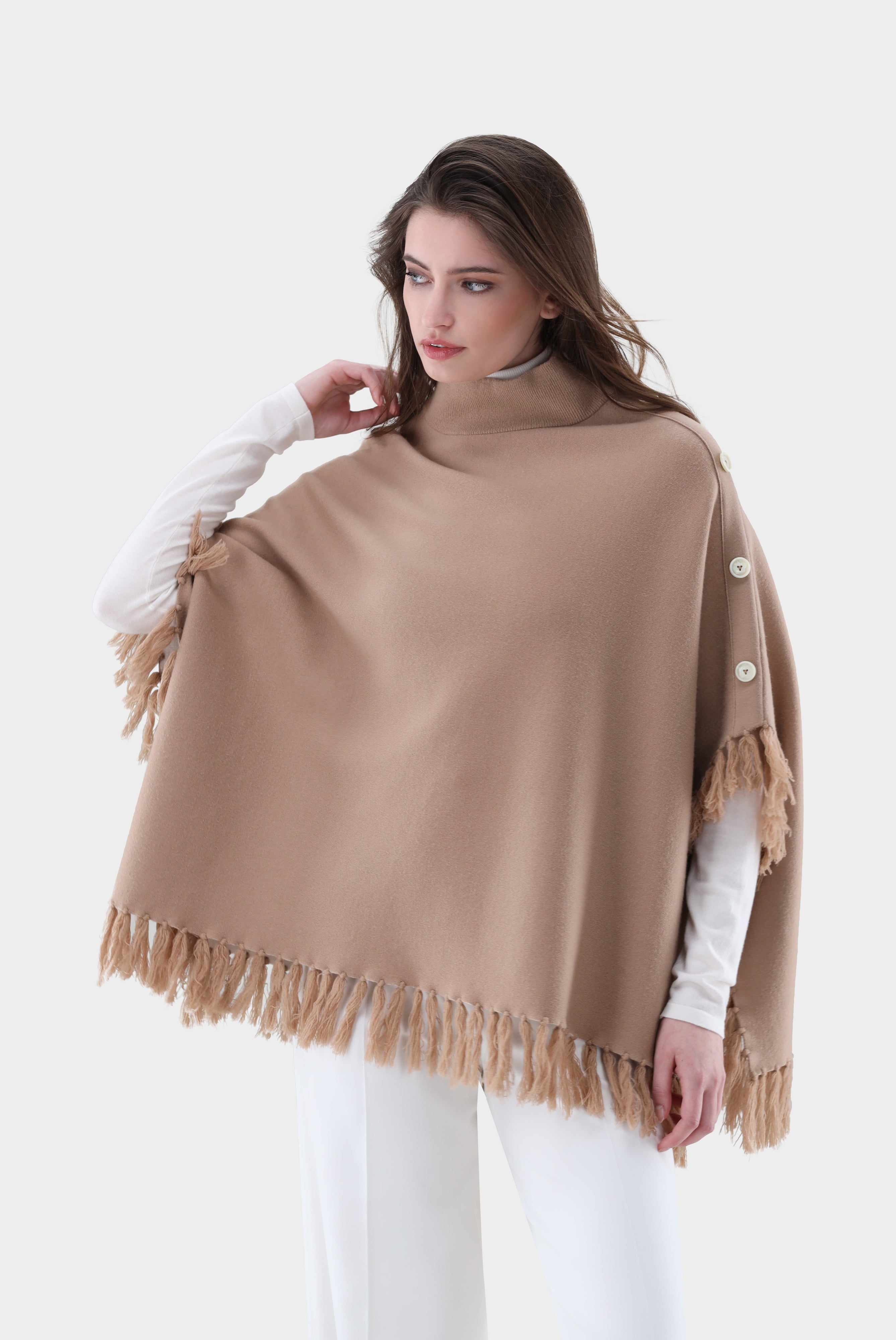 Poncho | gestrickt mit Fransen