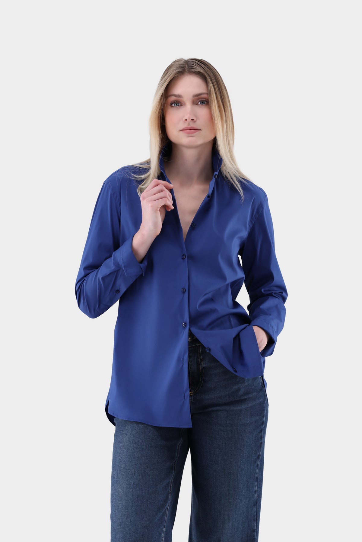 Stehkragenbluse | mit lockerer Passform-Hemden & Blusen-Van Laack-OUTLET-blau-36-ARCHIVIST-ARCHIVE-SALE