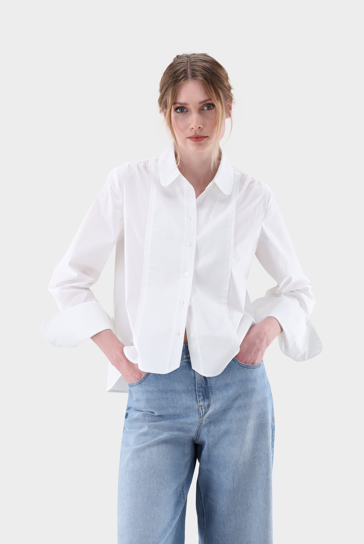 Bluse | gecropped und mit lockerer Passform-Hemden & Blusen-Van Laack-OUTLET-Weiß-32-ARCHIVIST-ARCHIVE-SALE