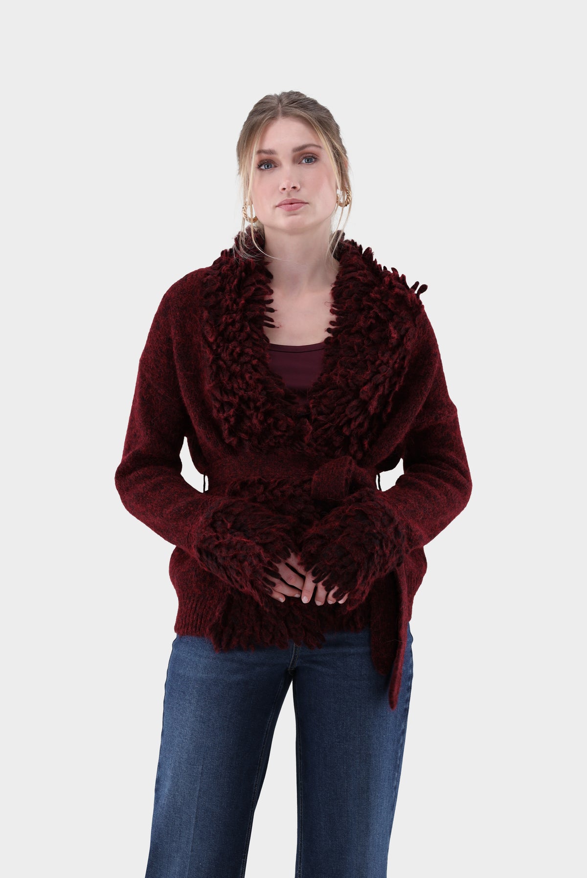 Strickjacke | mit Fransen und Bindegürtel-Jacken & Mäntel-Van Laack-OUTLET-Rot/Rose-S-ARCHIVIST-ARCHIVE-SALE
