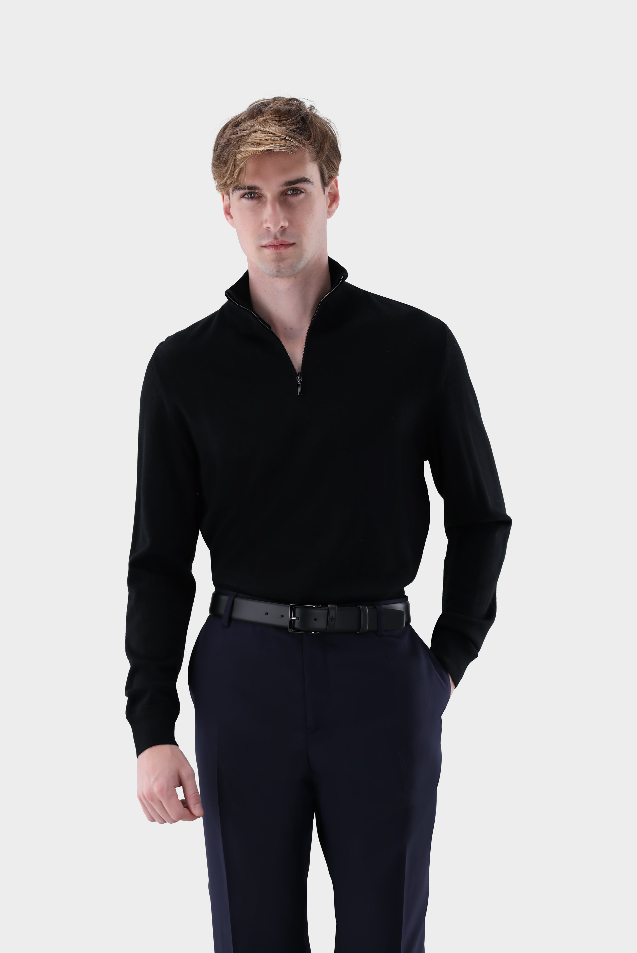 Troyer | aus merzerisierter Merinowolle mit Farbdetail-Strick & Pullover-Van Laack-OUTLET-schwarz-S-ARCHIVIST-ARCHIVE-SALE