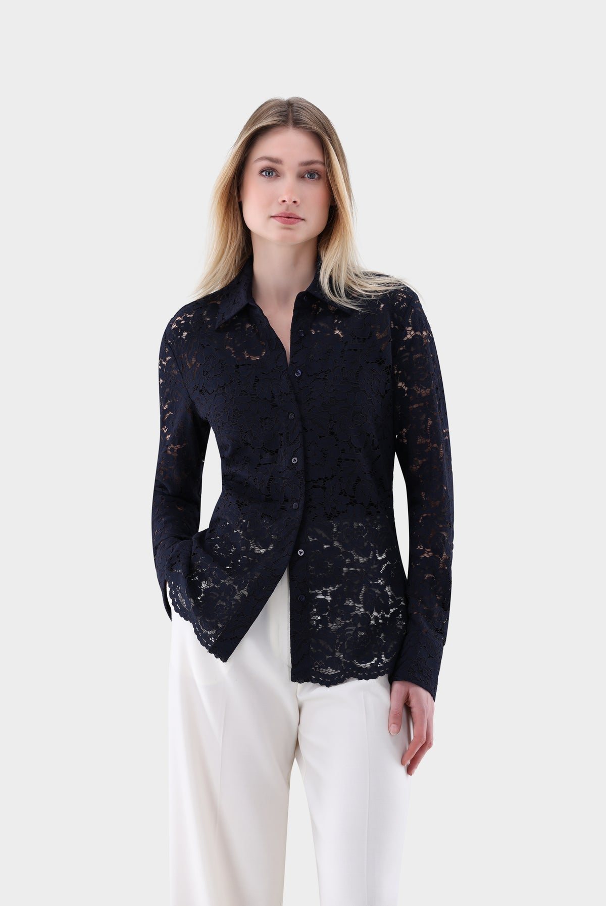 Hemdbluse | mit Spitze-Hemden & Blusen-Van Laack-OUTLET-navy-36-ARCHIVIST-ARCHIVE-SALE