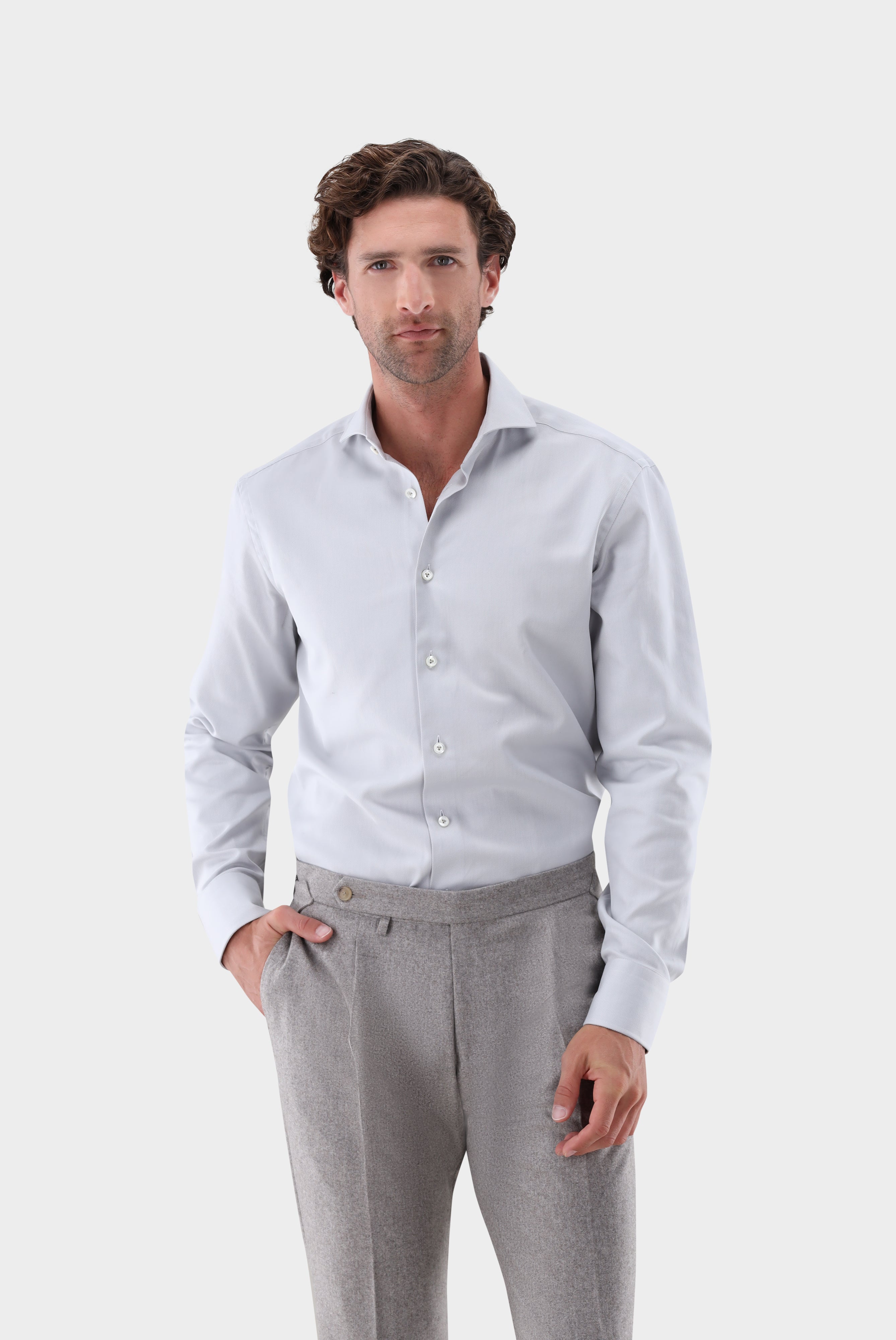 Twill Hemd | mit Haifischkragen