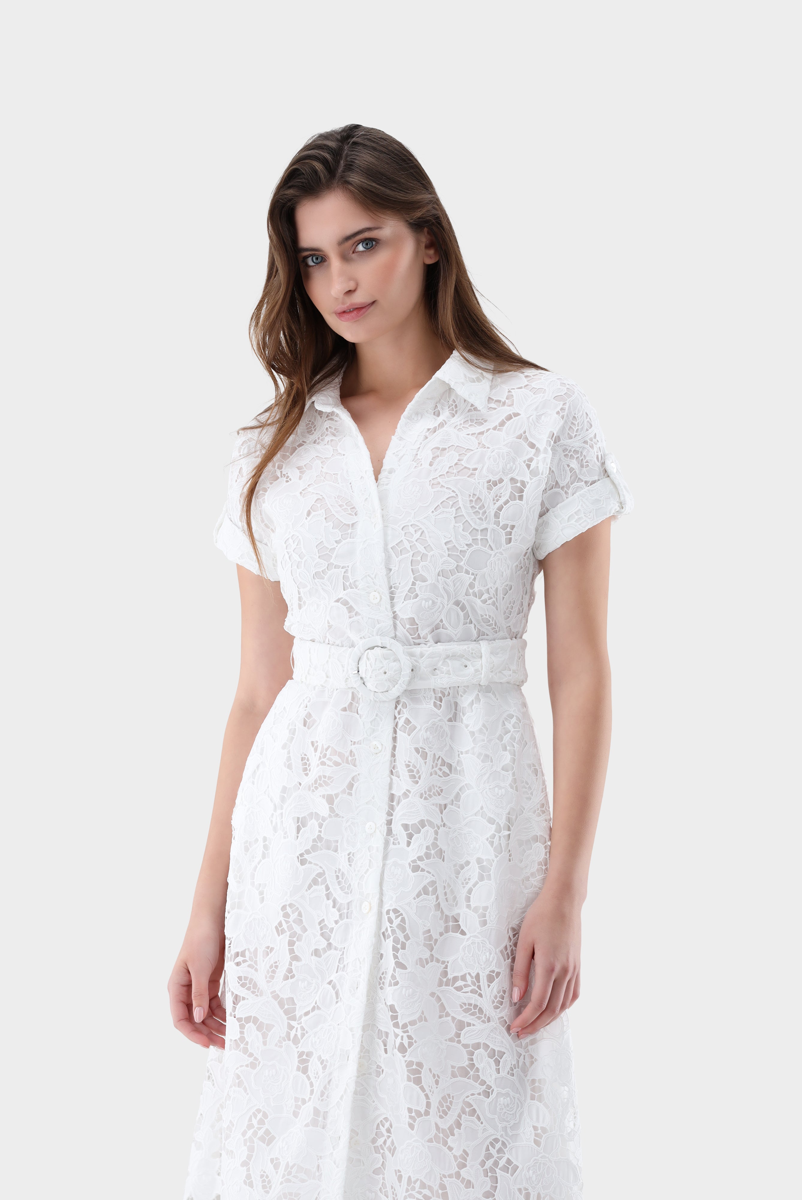 Midi-Hemdblusenkleid | aus weicher Spitze