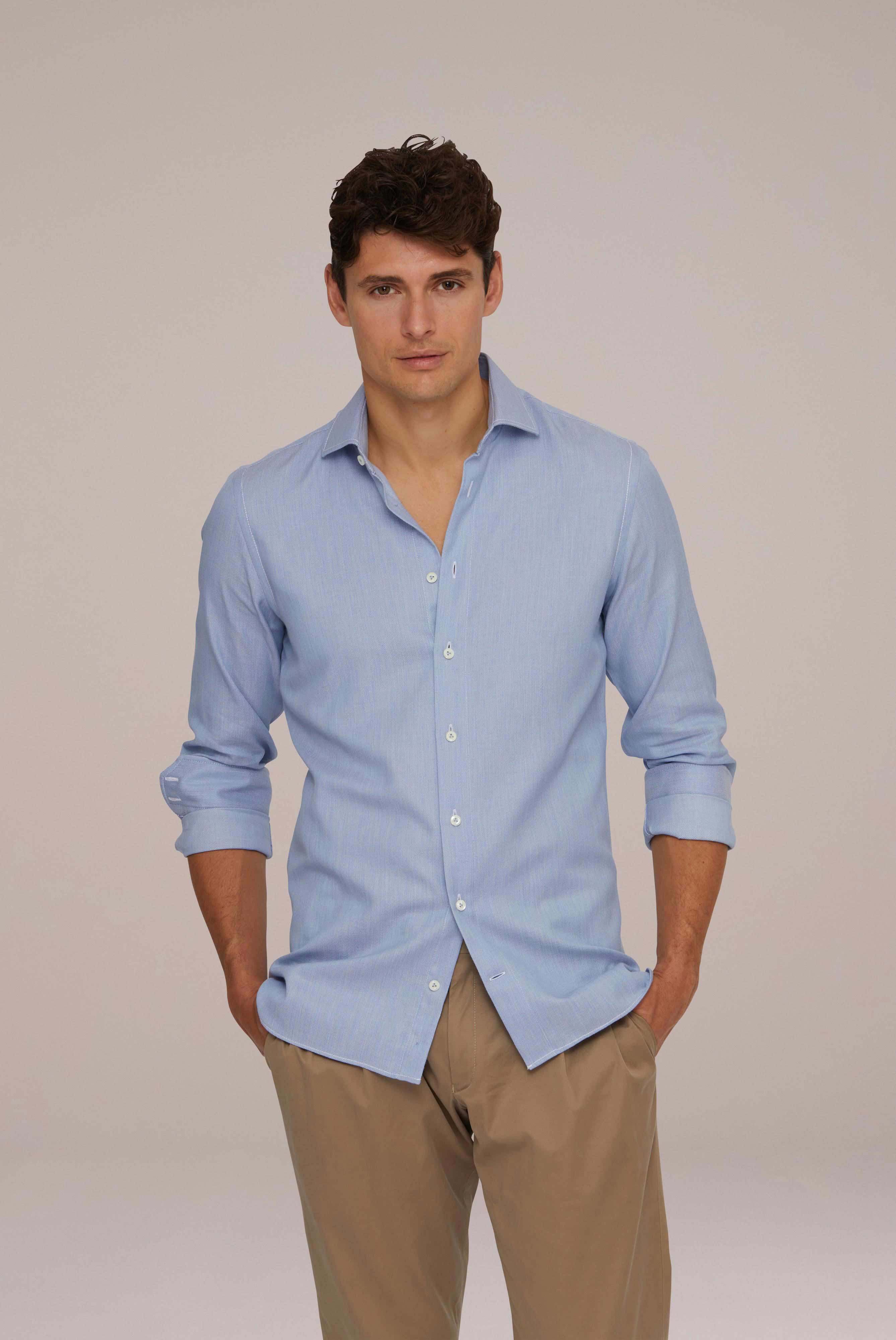 Van Laack-Klassisches Hemd aus Baumwolle Slim Fit Blau-Hemden & Blusen-Black-Deal-Outlet-by-ARCHIVIST