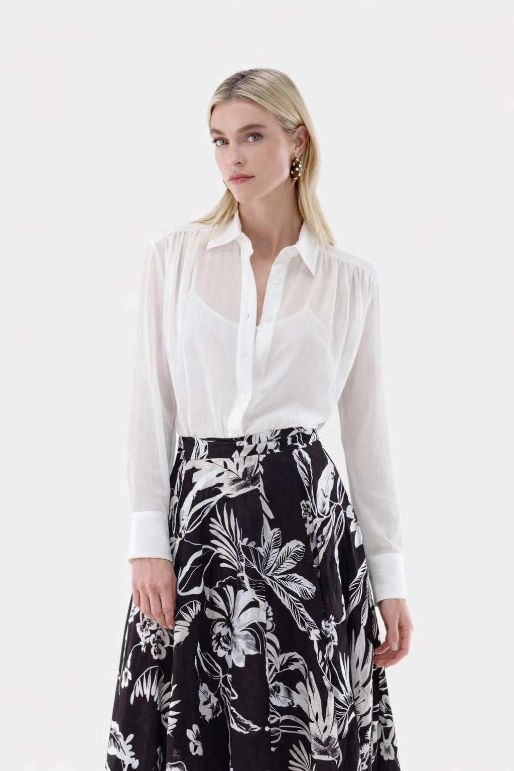 Lockere Hemdbluse | mit Crinkle-Effekt