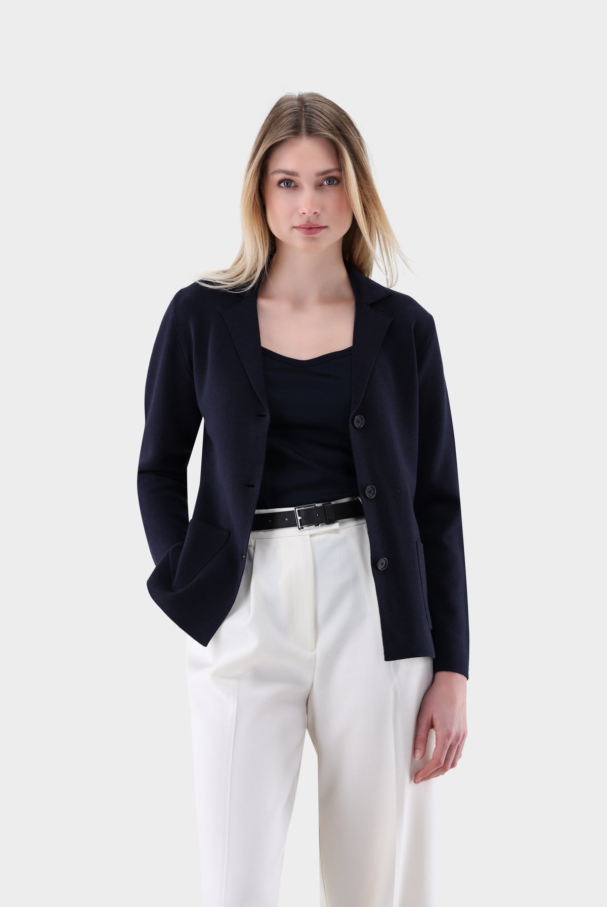 Blazer | zweifarbig gestrickt-Jacken & Mäntel-Van Laack-OUTLET-Blau-S-ARCHIVIST-ARCHIVE-SALE