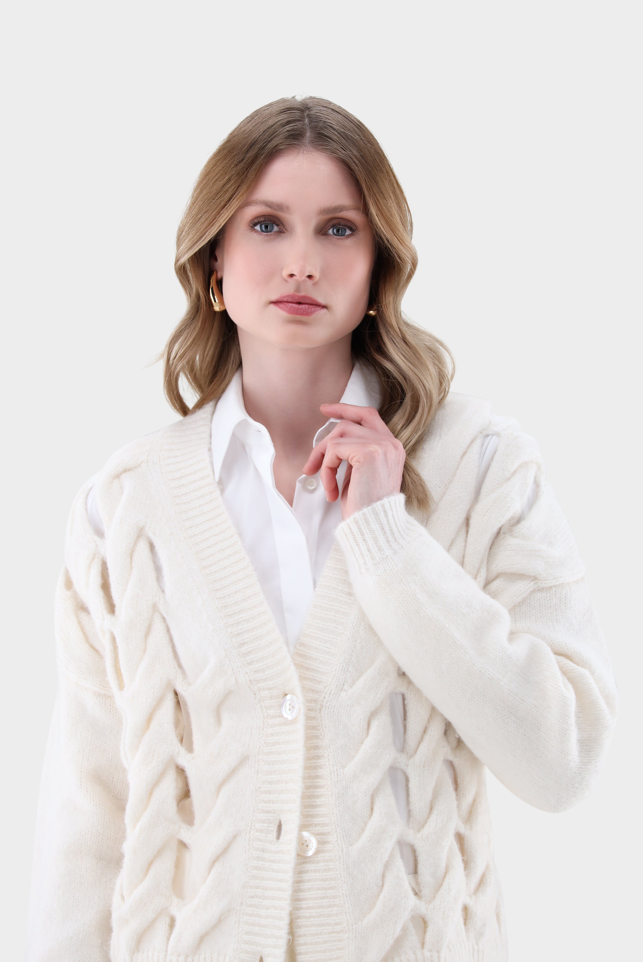 Strickjacke | mit offenem Zopfstrickmuster-Jacken & Mäntel-Van Laack-OUTLET-ARCHIVIST-ARCHIVE-SALE