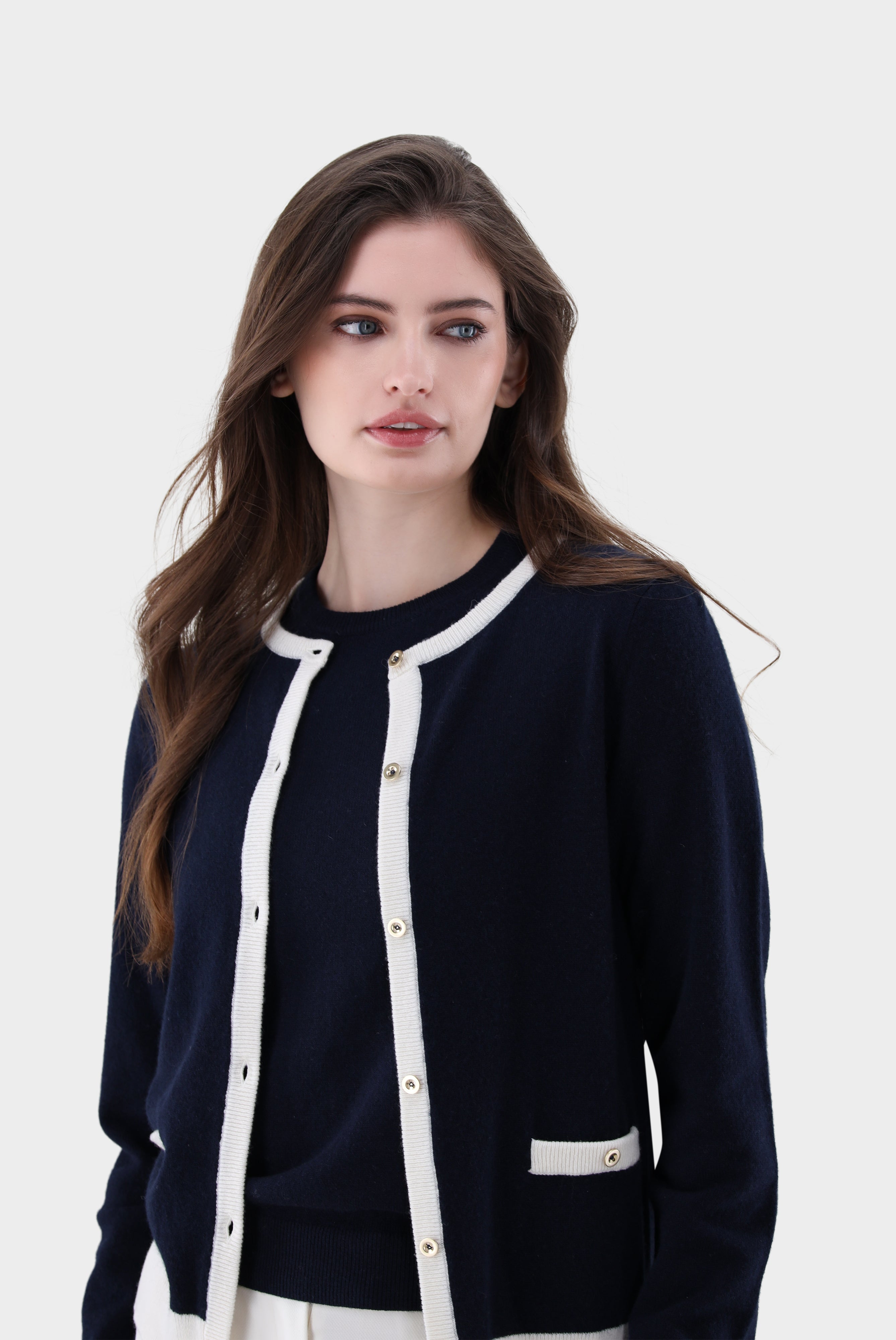 Strickjacke | aus Kaschmir mit Kontrasten-Jacken & Mäntel-Van Laack-OUTLET-ARCHIVIST-ARCHIVE-SALE