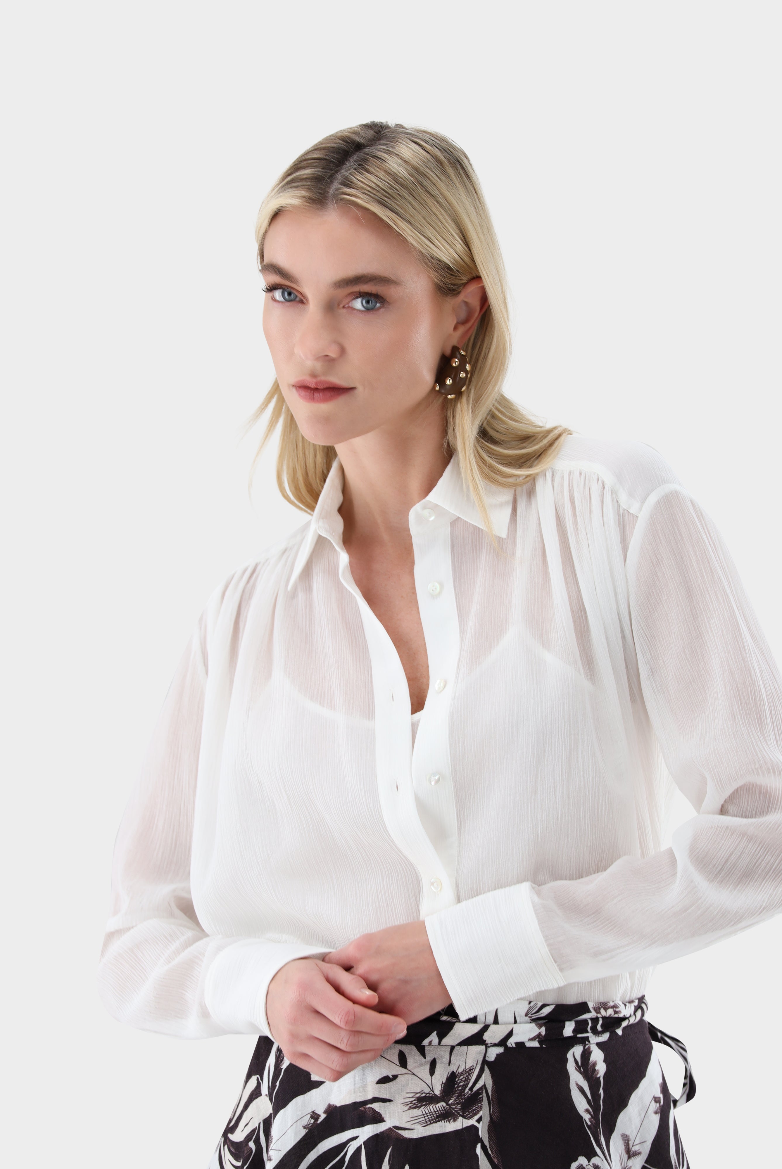 Lockere Hemdbluse | mit Crinkle-Effekt