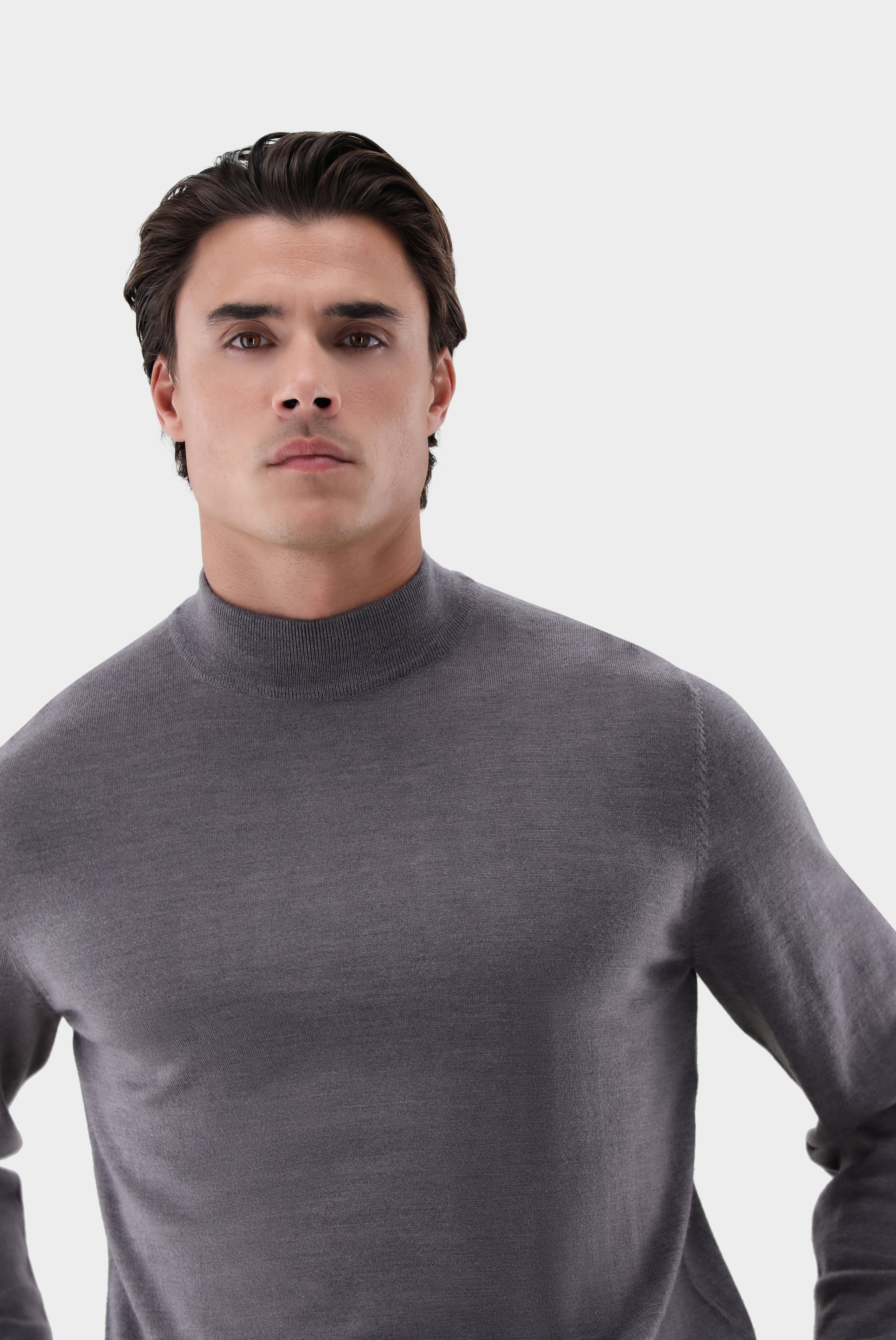 Van Laack-Stehkragenpullover | aus merzerisierter Merinowolle-Strick & Pullover-Black-Deal-Outlet-by-ARCHIVIST