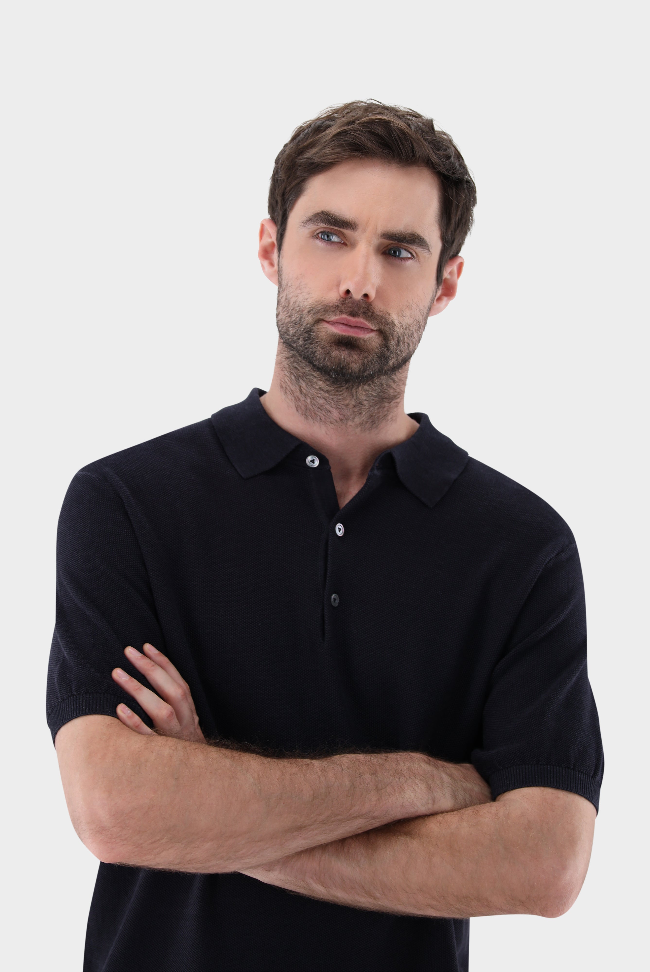 Strick-Poloshirt | mit Reiskorn Optik